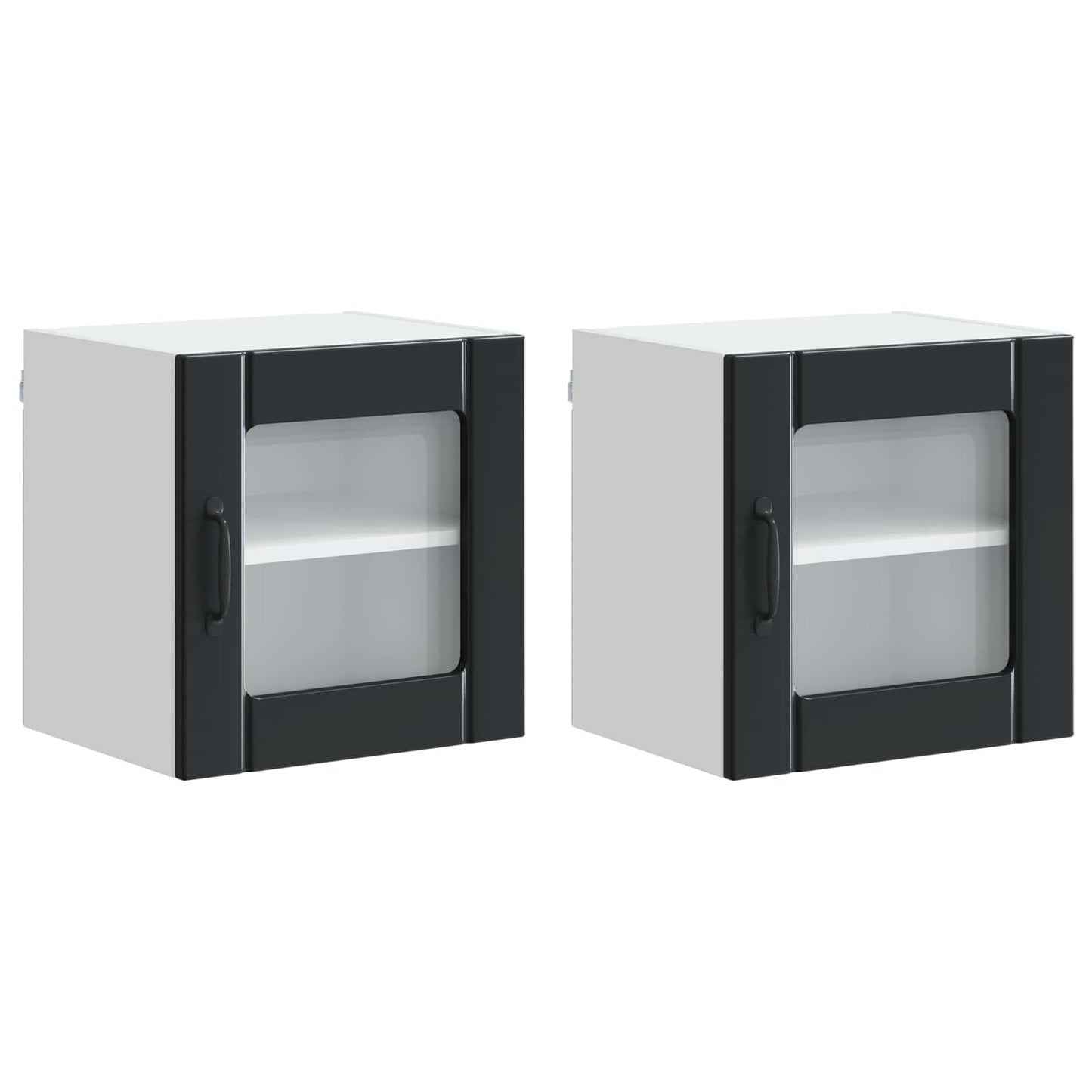Fali üveges szekrény LUCCA 2 pcs Fekete 40 x 31 x 40 cm