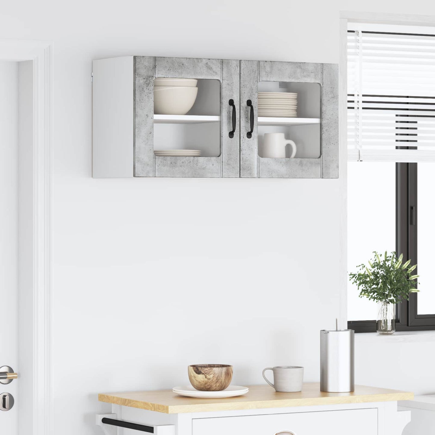 Fali üveges szekrény LUCCA 2 pcs Betonszürke 40 x 31 x 40 cm