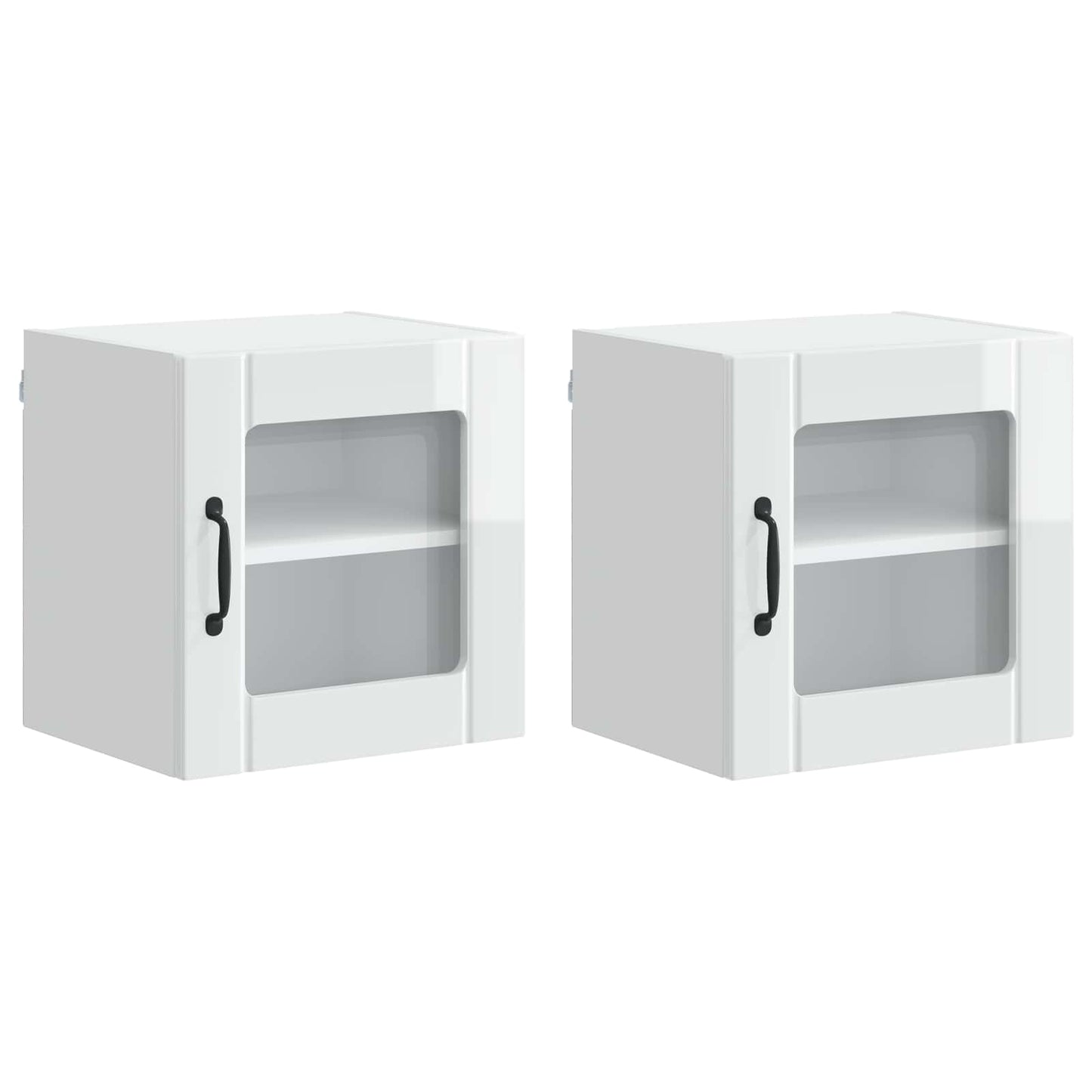 Fali üveges szekrény LUCCA 2 pcs Magasfényű Fehér