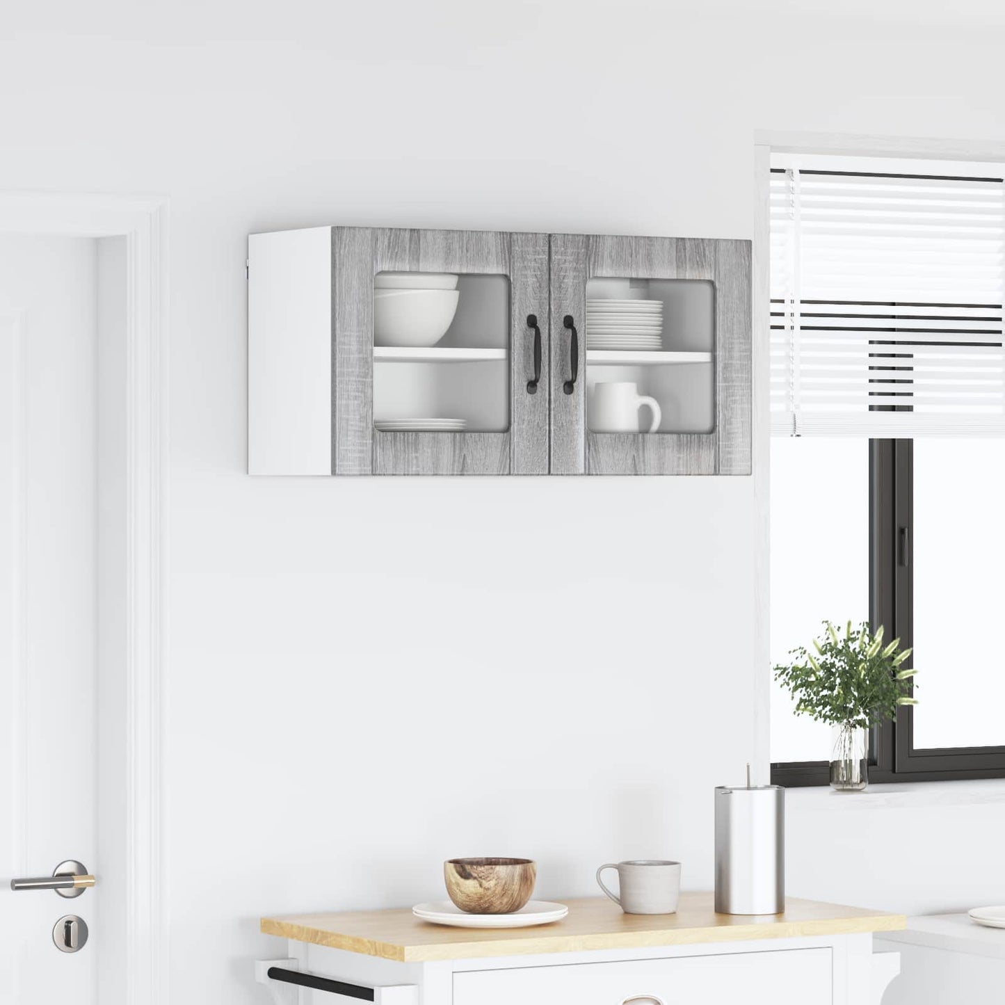 Fali üveges szekrény LUCCA 2 pcs Szürke Sonoma 40 x 31 x 40 cm