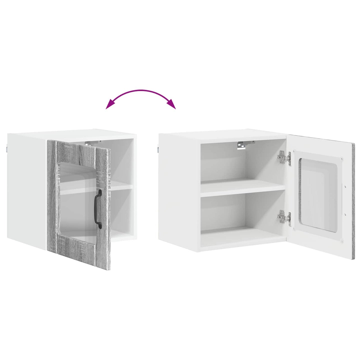 Fali üveges szekrény LUCCA 2 pcs Szürke Sonoma 40 x 31 x 40 cm