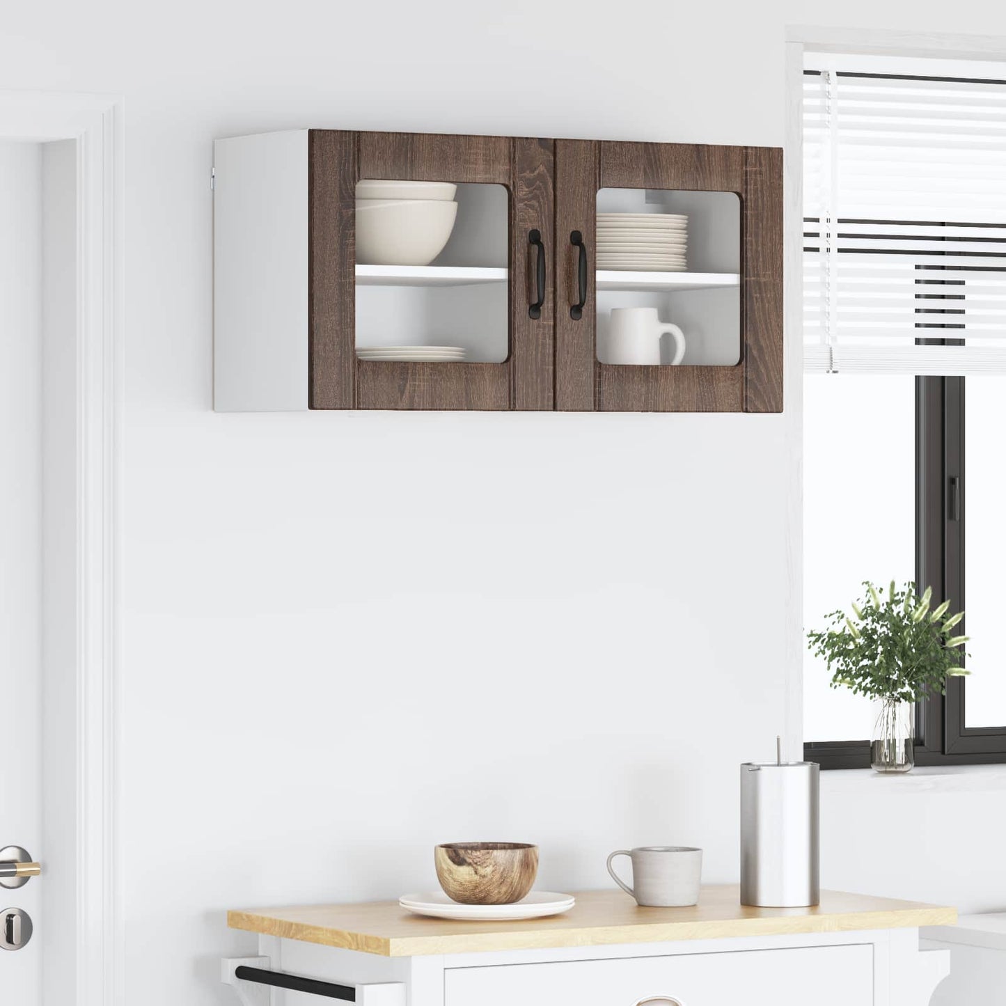 Fali üveges szekrény LUCCA 2 pcs Barna Tölgy 40 x 31 x 40 cm