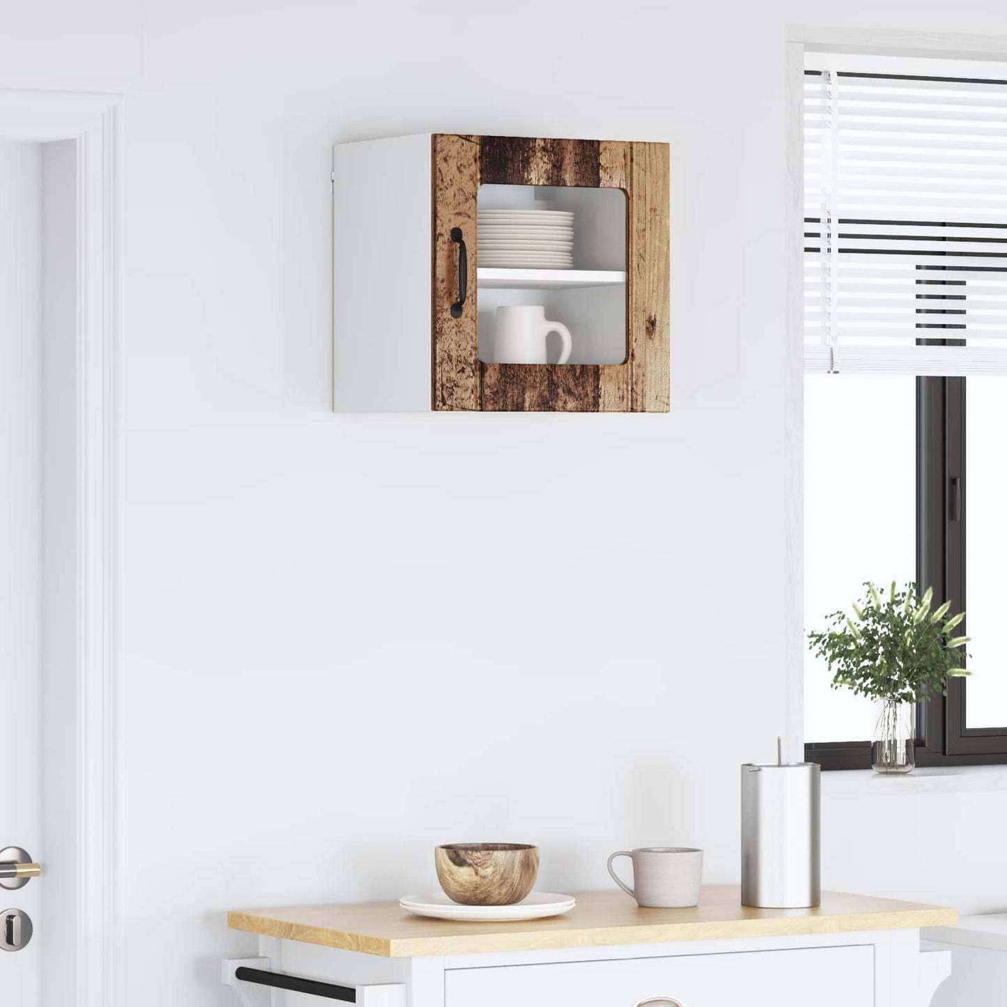 Fali üveges szekrény LUCCA Antik Fa 40 x 31 x 40 cm Szerelt Fa