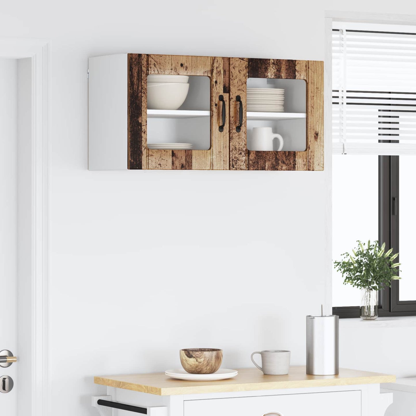 Fali üveges szekrény LUCCA 2 pcs Antik Fa 40 x 31 x 40 cm