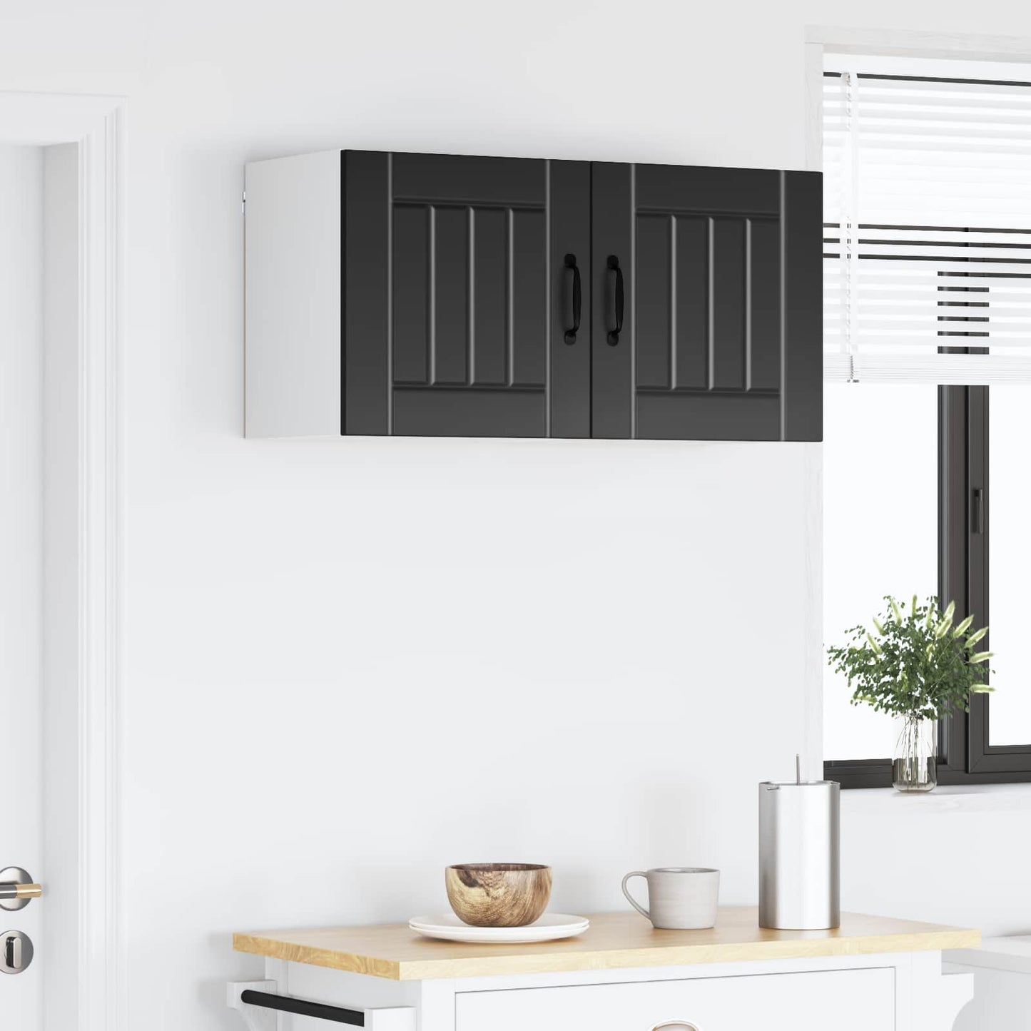 Fali Szekrény LUCCA 2 pcs Fekete 40 x 31 x 40 cm Szerelt Fa