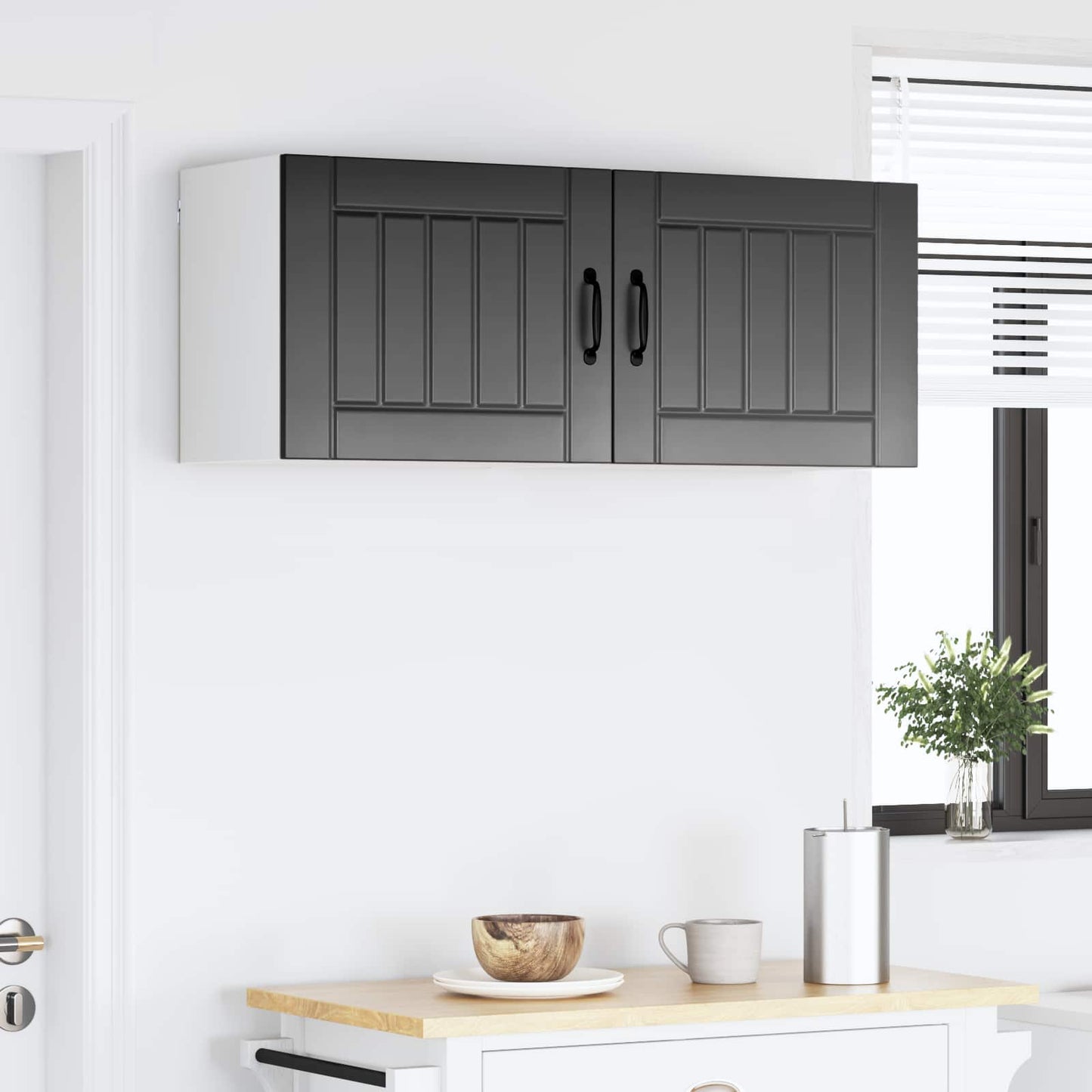 Fali Szekrény LUCCA 2 pcs Fekete 50 x 31 x 40 cm Szerelt Fa