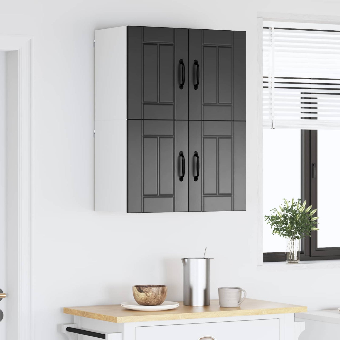 Fali Szekrény LUCCA 2 pcs Fekete 60 x 31 x 40 cm Szerelt Fa