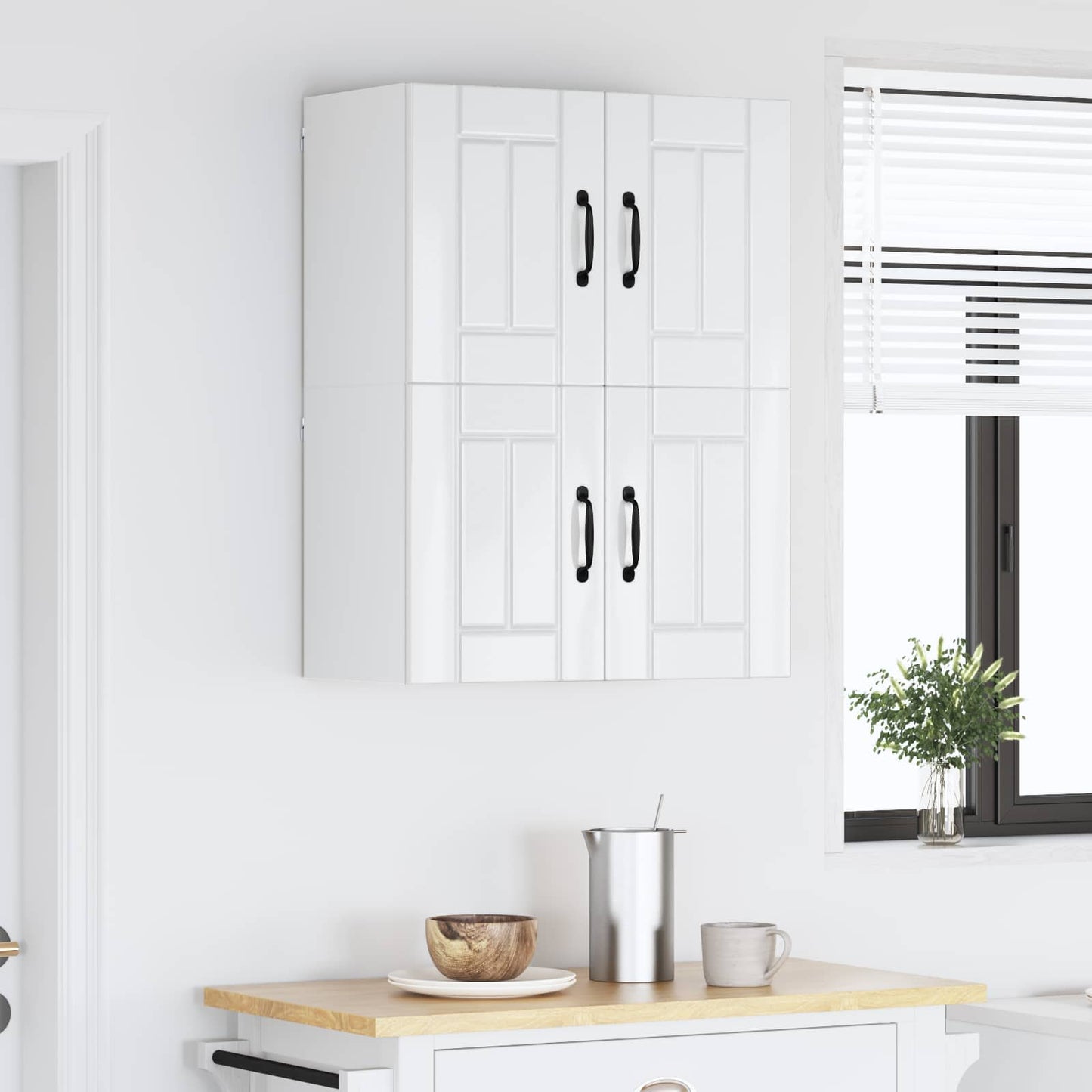 Fali Szekrény LUCCA 2 pcs Magasfényű Fehér 60 x 31 x 40 cm