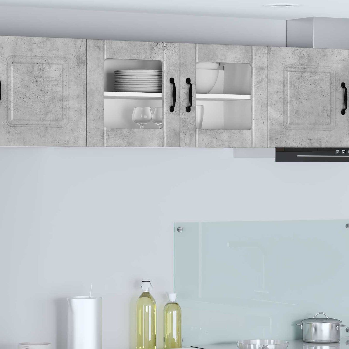 Fali üveges szekrény LUCCA Betonszürke 80 x 31 x 40 cm