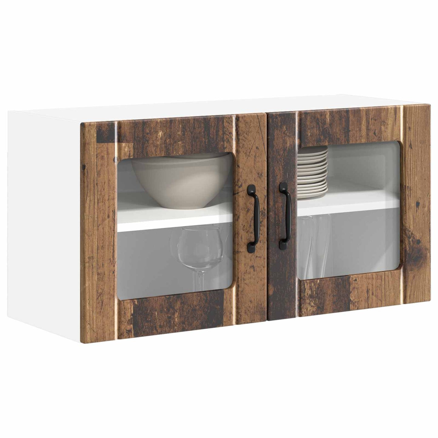 Fali üveges szekrény LUCCA Antik Fa 80 x 31 x 40 cm Szerelt Fa
