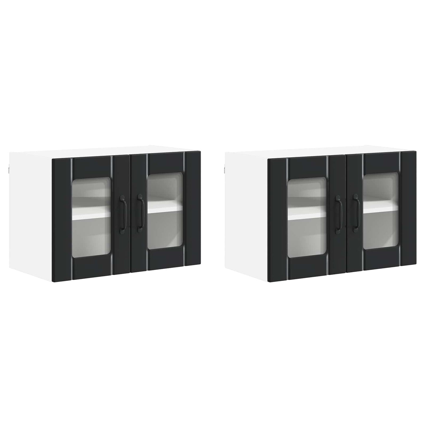 Fali üveges szekrény LUCCA 2 pcs Fekete 60 x 31 x 40 cm