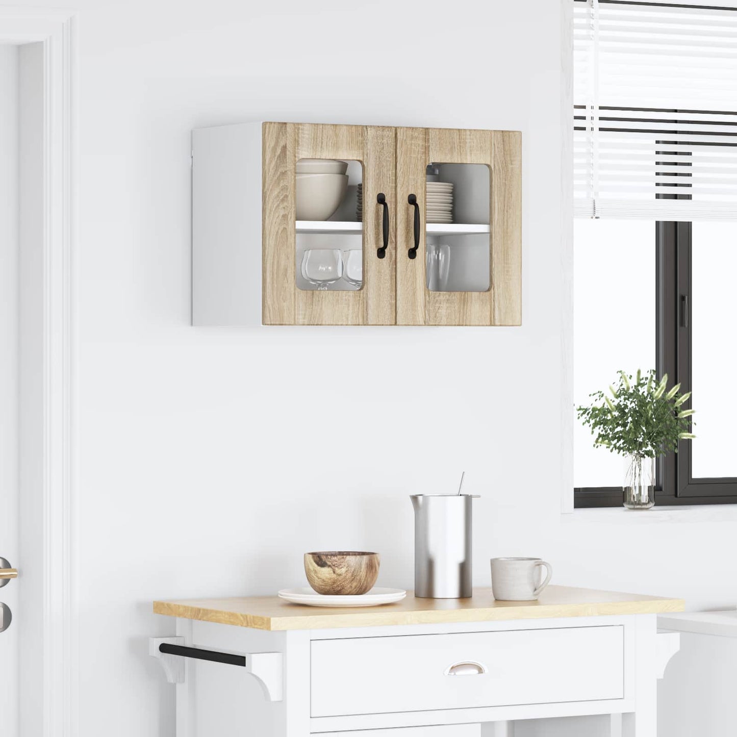 Fali üveges szekrény LUCCA 2 pcs Sonoma Tölgy 60 x 31 x 40 cm