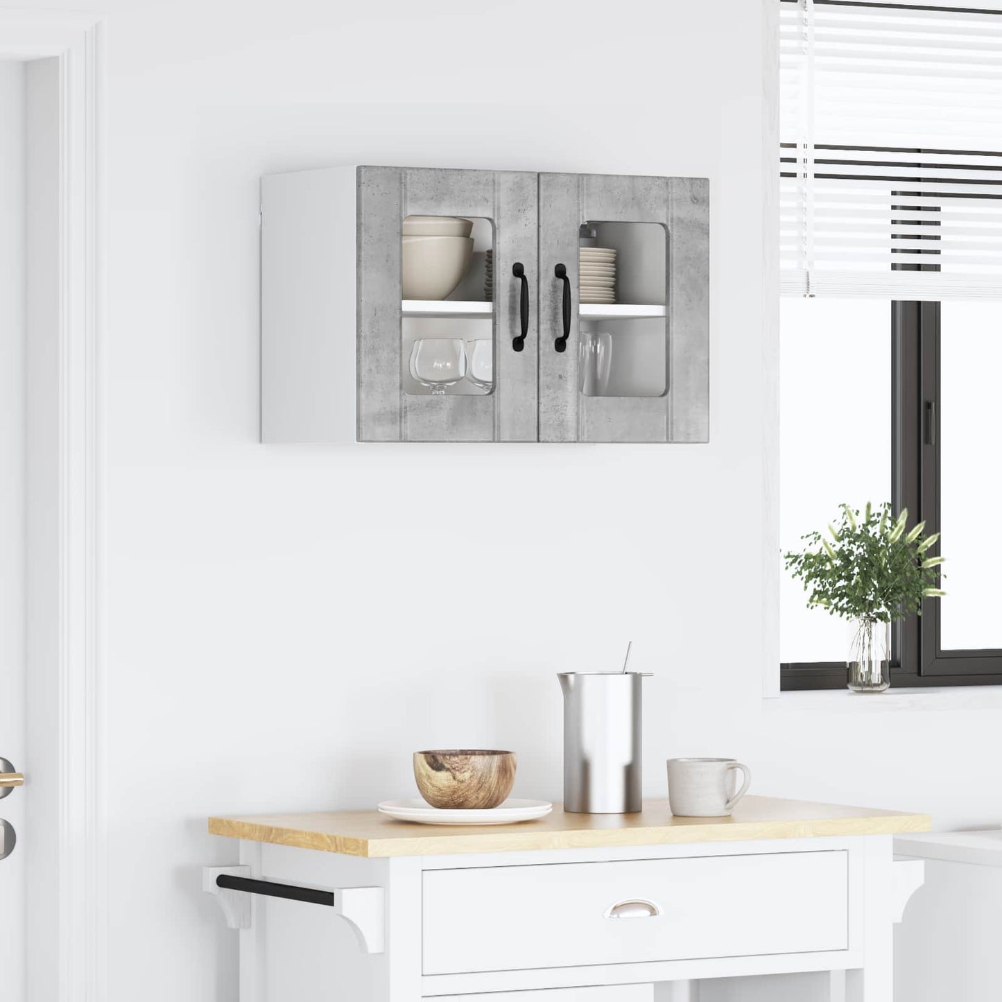Fali üveges szekrény LUCCA Betonszürke 60 x 31 x 40 cm