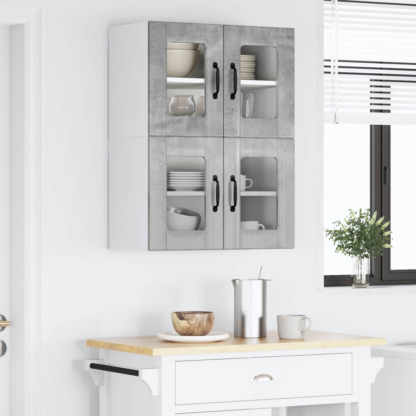 Fali üveges szekrény LUCCA 2 pcs Betonszürke 60 x 31 x 40 cm