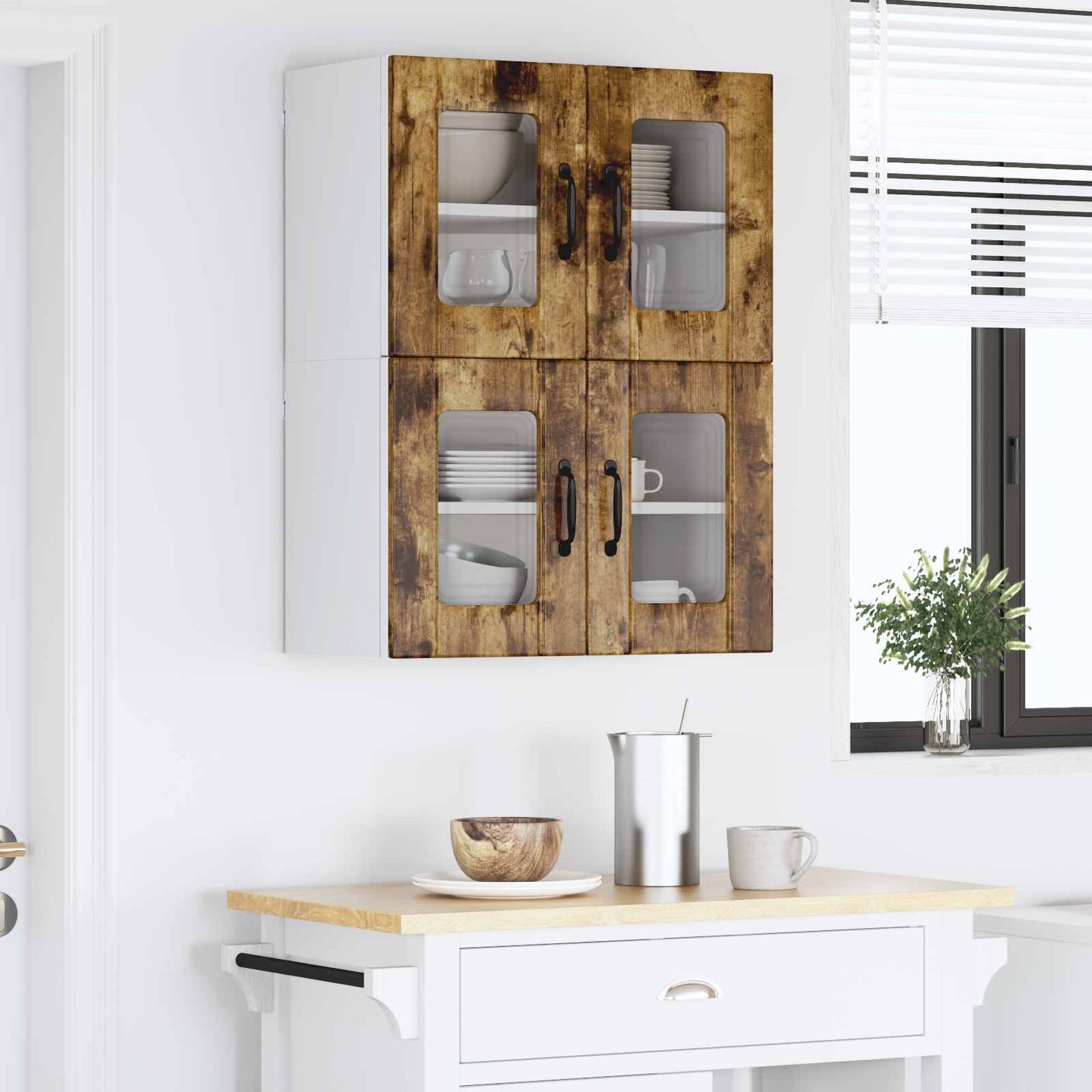 Fali üveges szekrény LUCCA 2 pcs Füstös Tölgy 60 x 31 x 40 cm