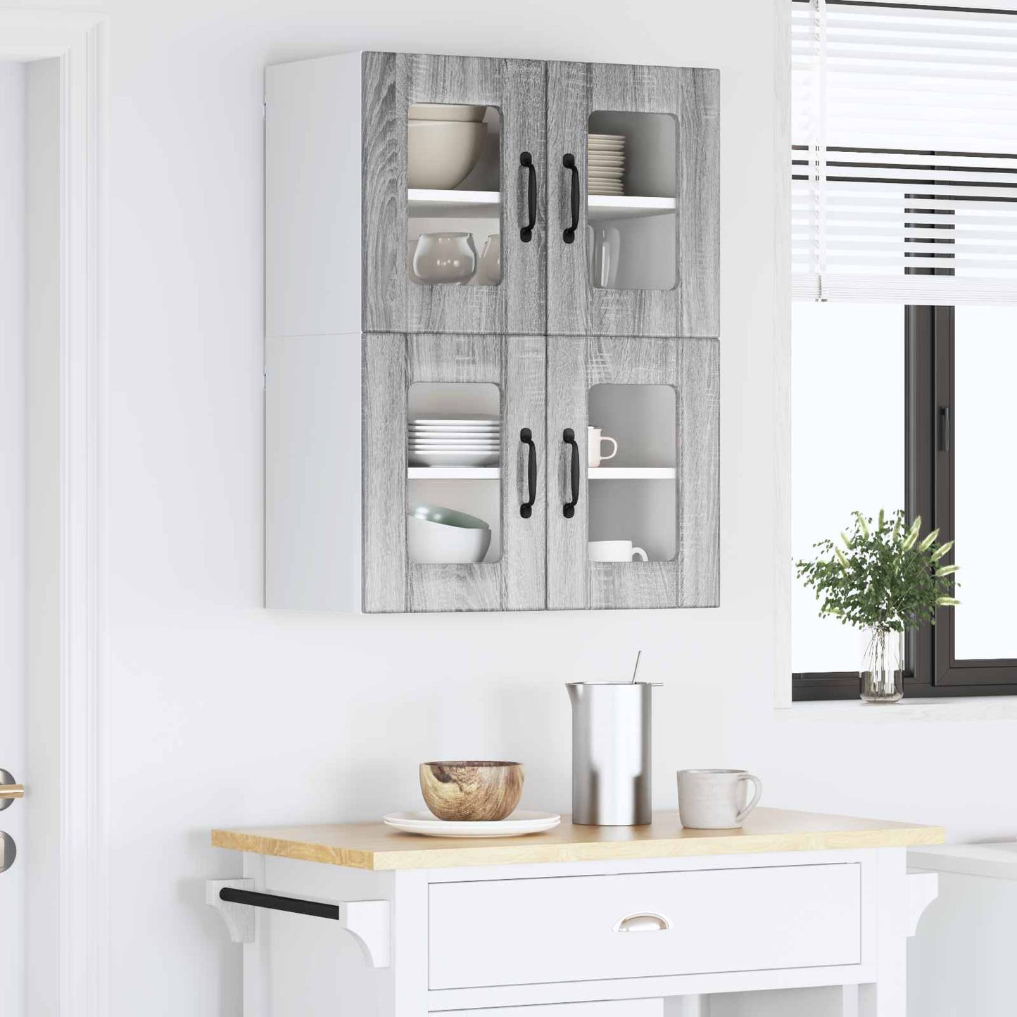 Fali üveges szekrény LUCCA 2 pcs Szürke Sonoma 60 x 31 x 40 cm