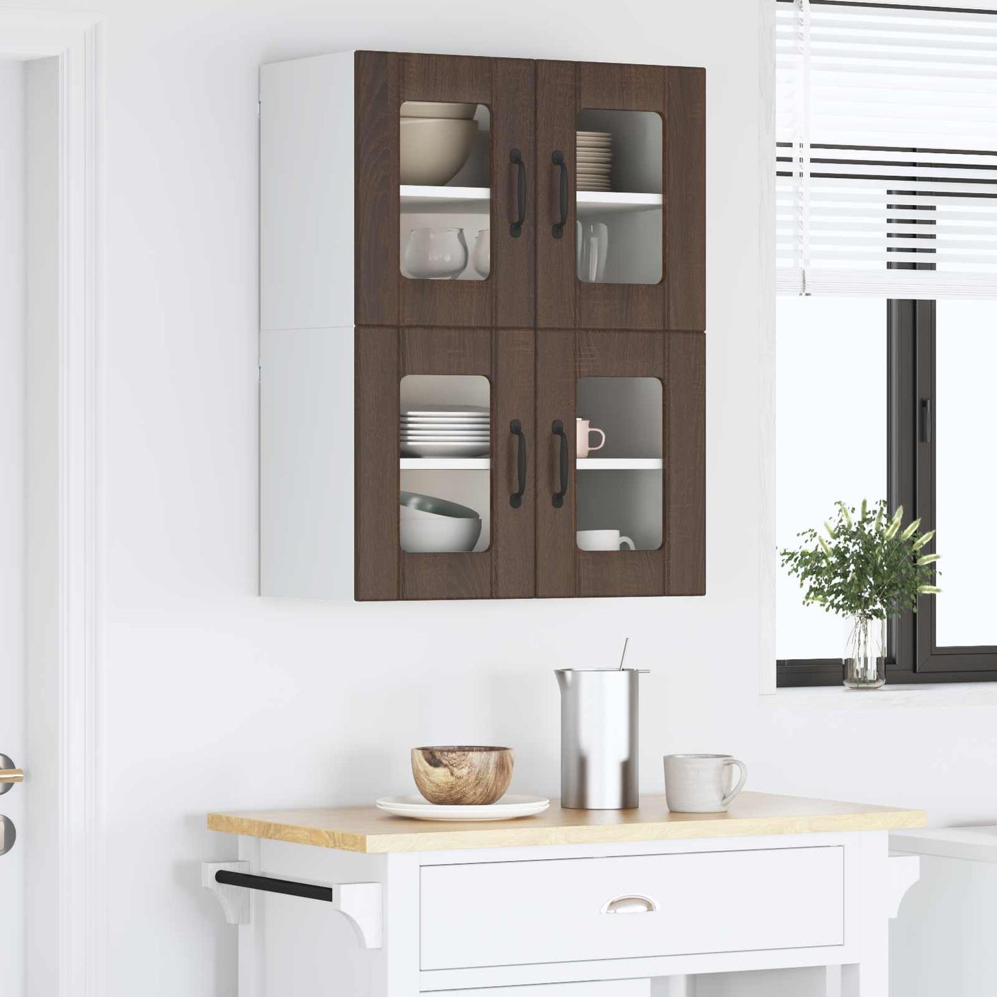 Fali üveges szekrény LUCCA 2 pcs Barna Tölgy 60 x 31 x 40 cm