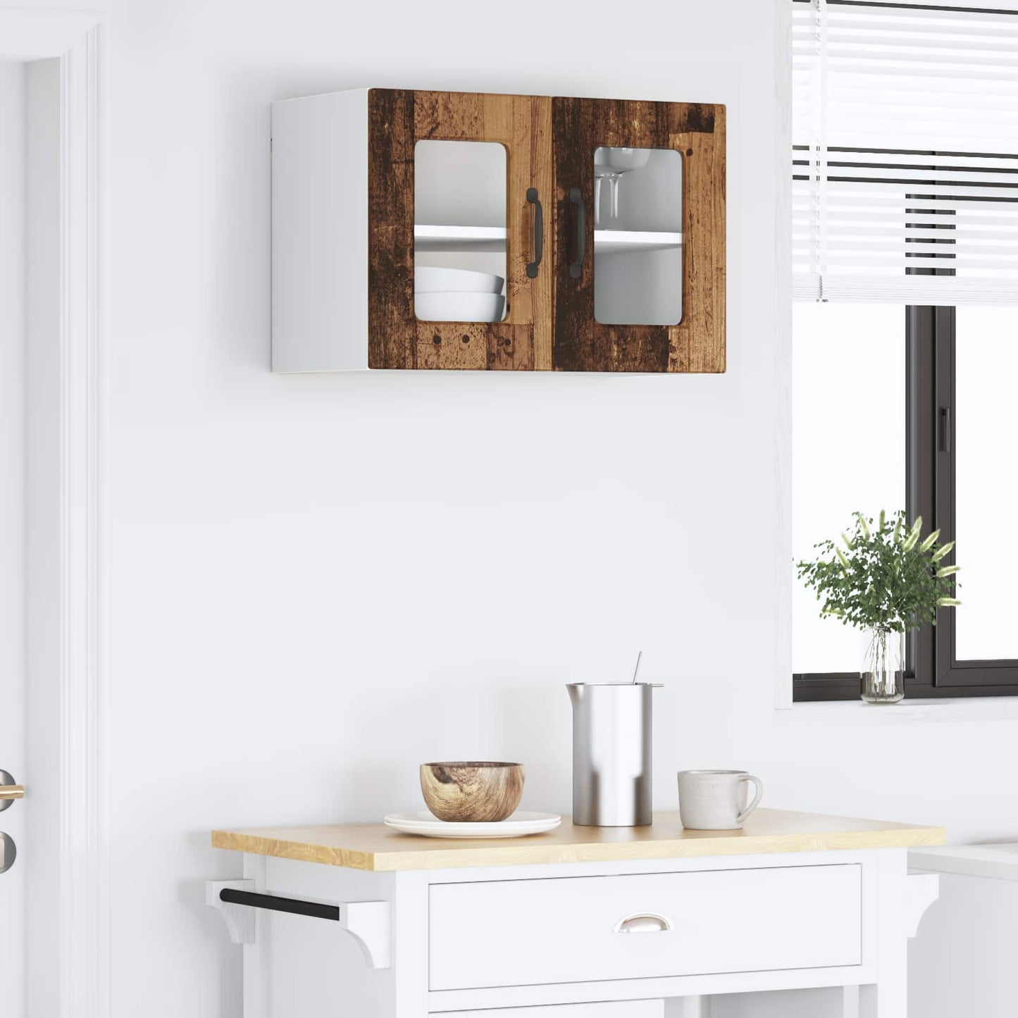 Fali üveges szekrény LUCCA Antik Fa 60 x 31 x 40 cm Szerelt Fa