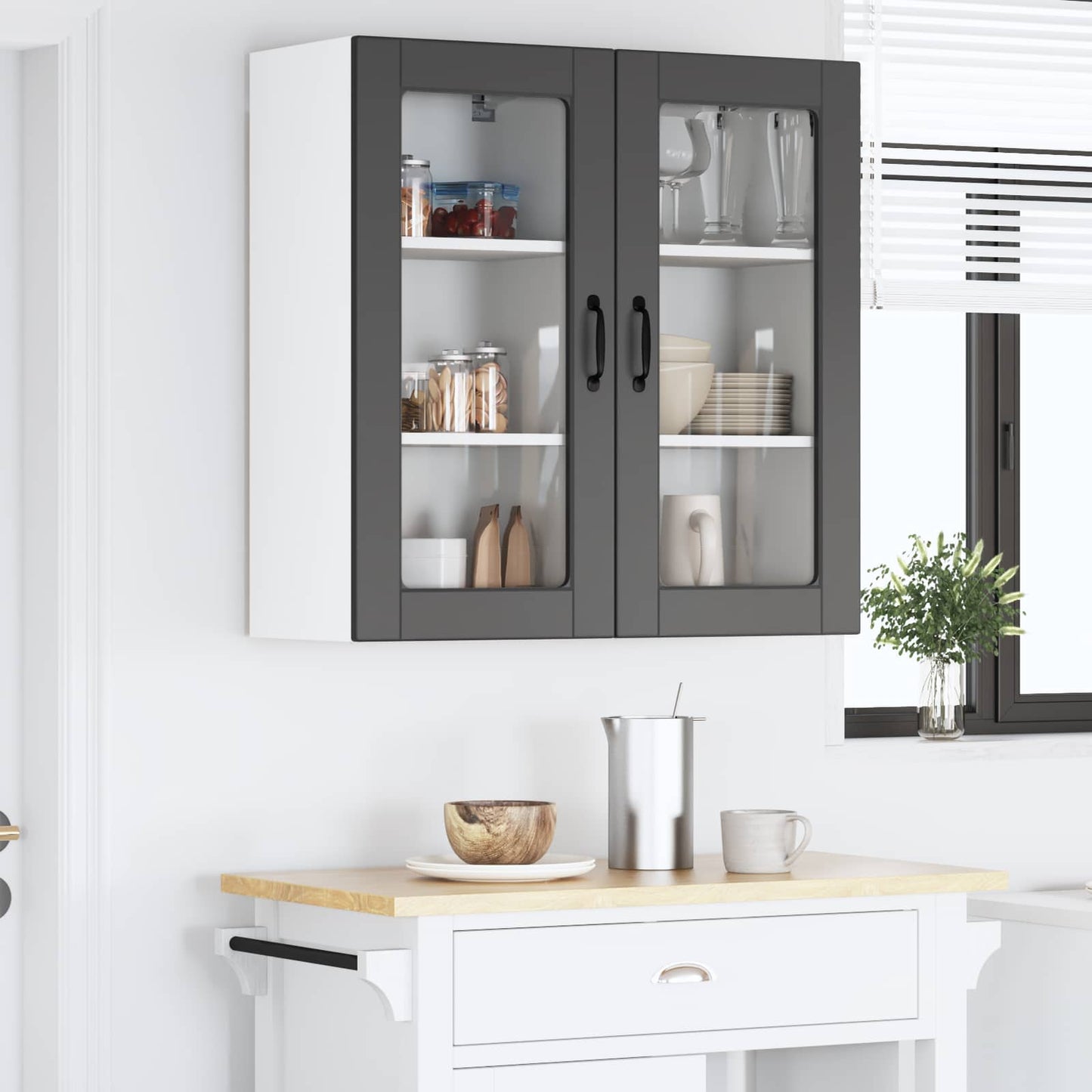 Fali üveges szekrény LUCCA 2 pcs Fekete 40 x 31 x 80 cm