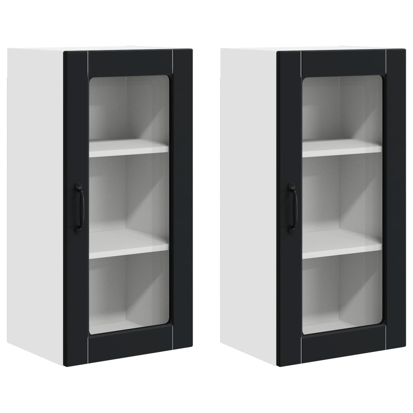 Fali üveges szekrény LUCCA 2 pcs Fekete 40 x 31 x 80 cm