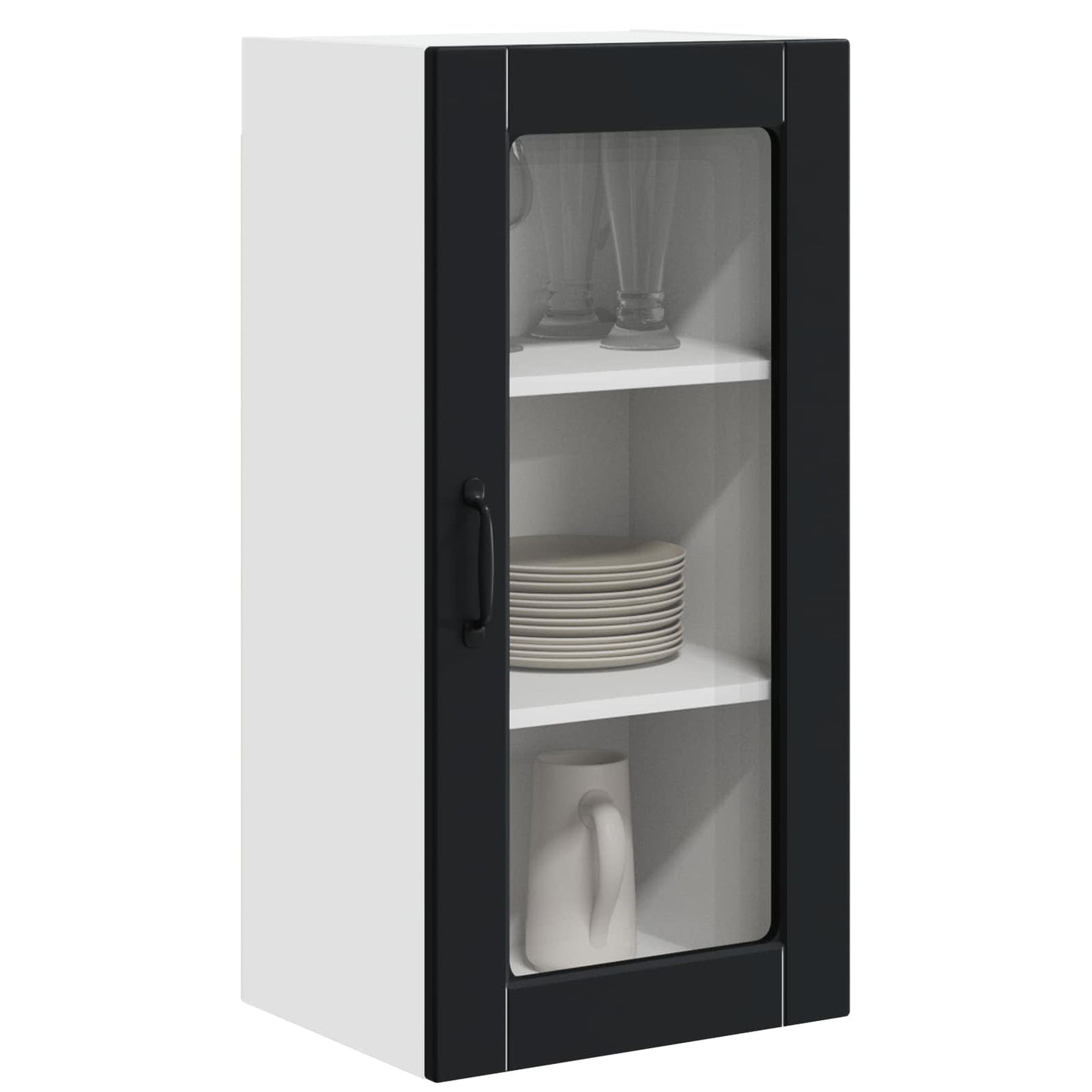 Fali üveges szekrény LUCCA 2 pcs Fekete 40 x 31 x 80 cm