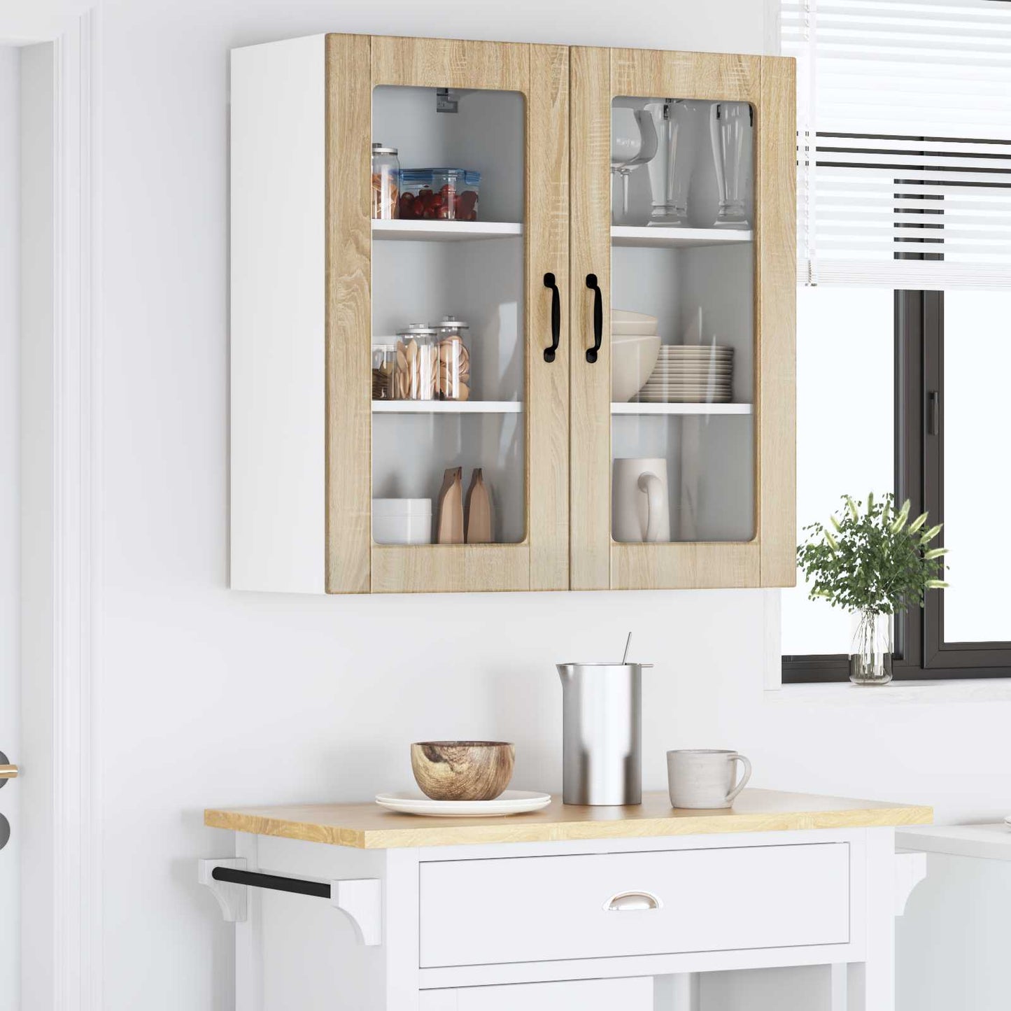 Fali üveges szekrény LUCCA 2 pcs Sonoma Tölgy 40 x 31 x 80 cm