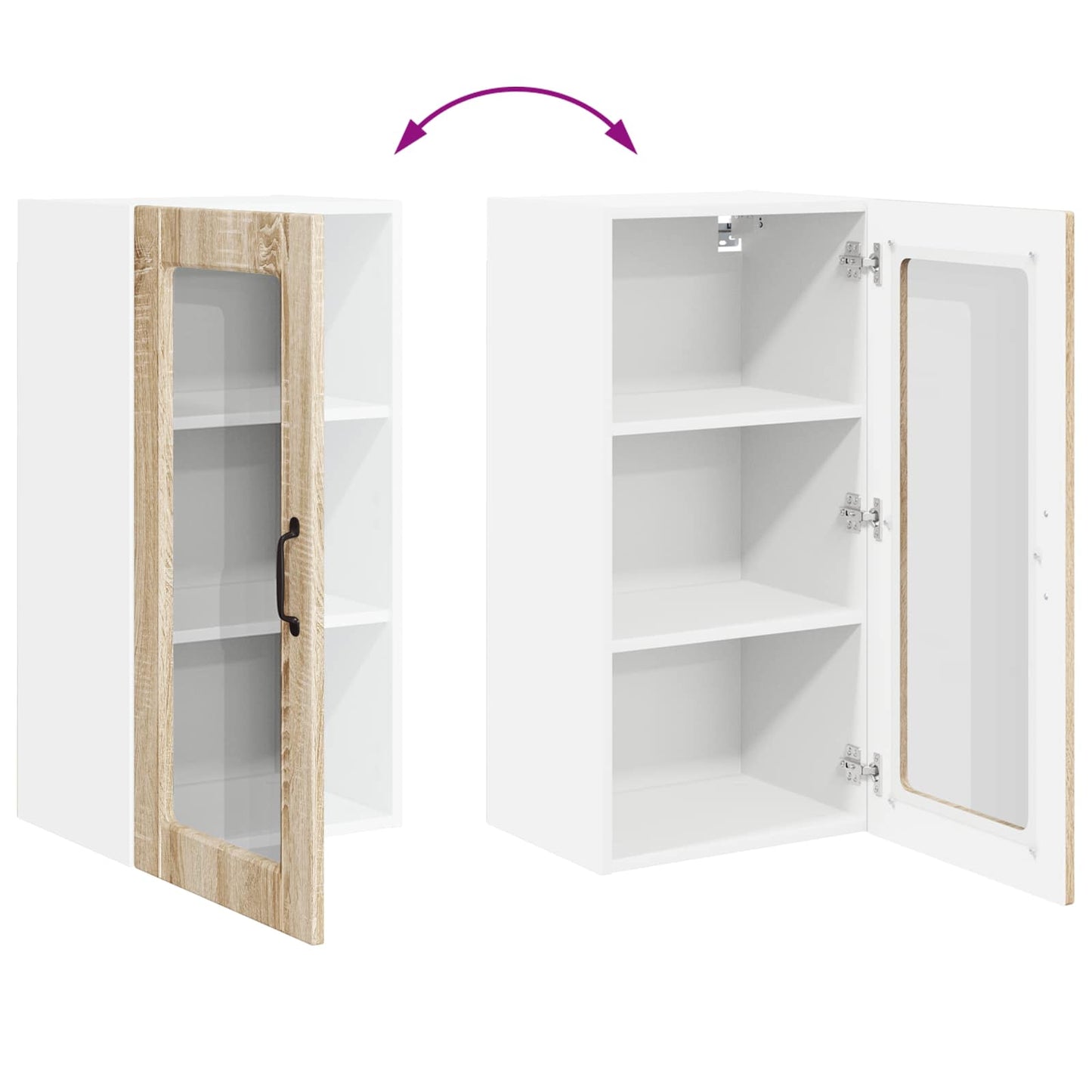 Fali üveges szekrény LUCCA 2 pcs Sonoma Tölgy 40 x 31 x 80 cm