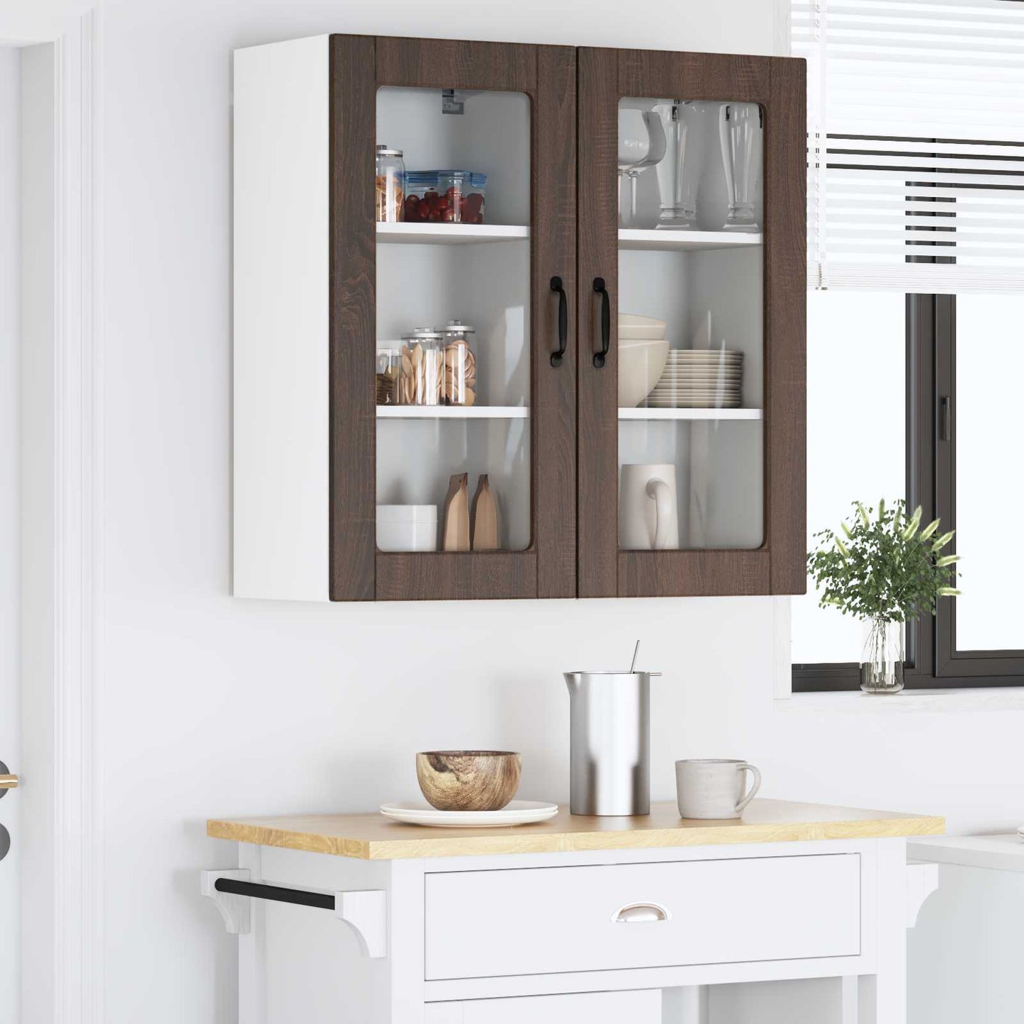 Fali üveges szekrény LUCCA 2 pcs Barna Tölgy 40 x 31 x 80 cm
