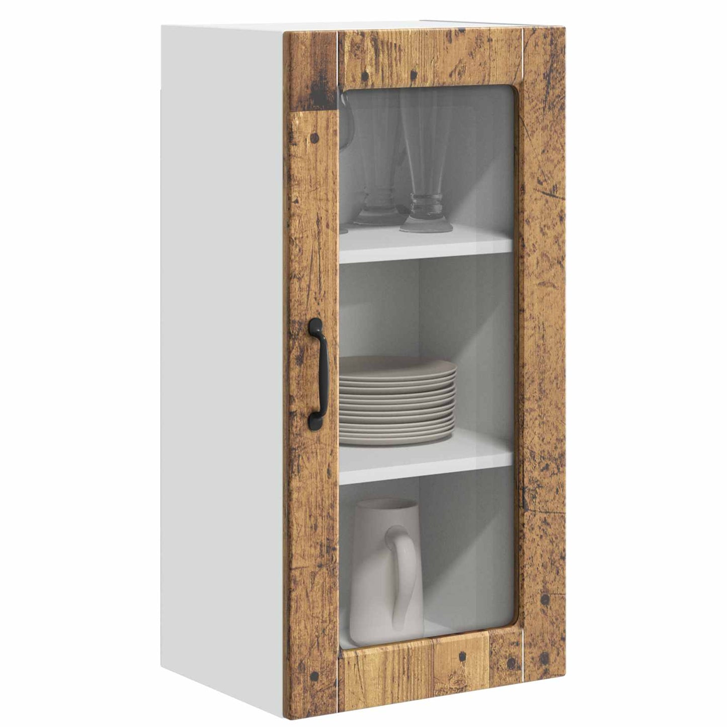Fali üveges szekrény LUCCA Antik Fa 40 x 31 x 80 cm Szerelt Fa