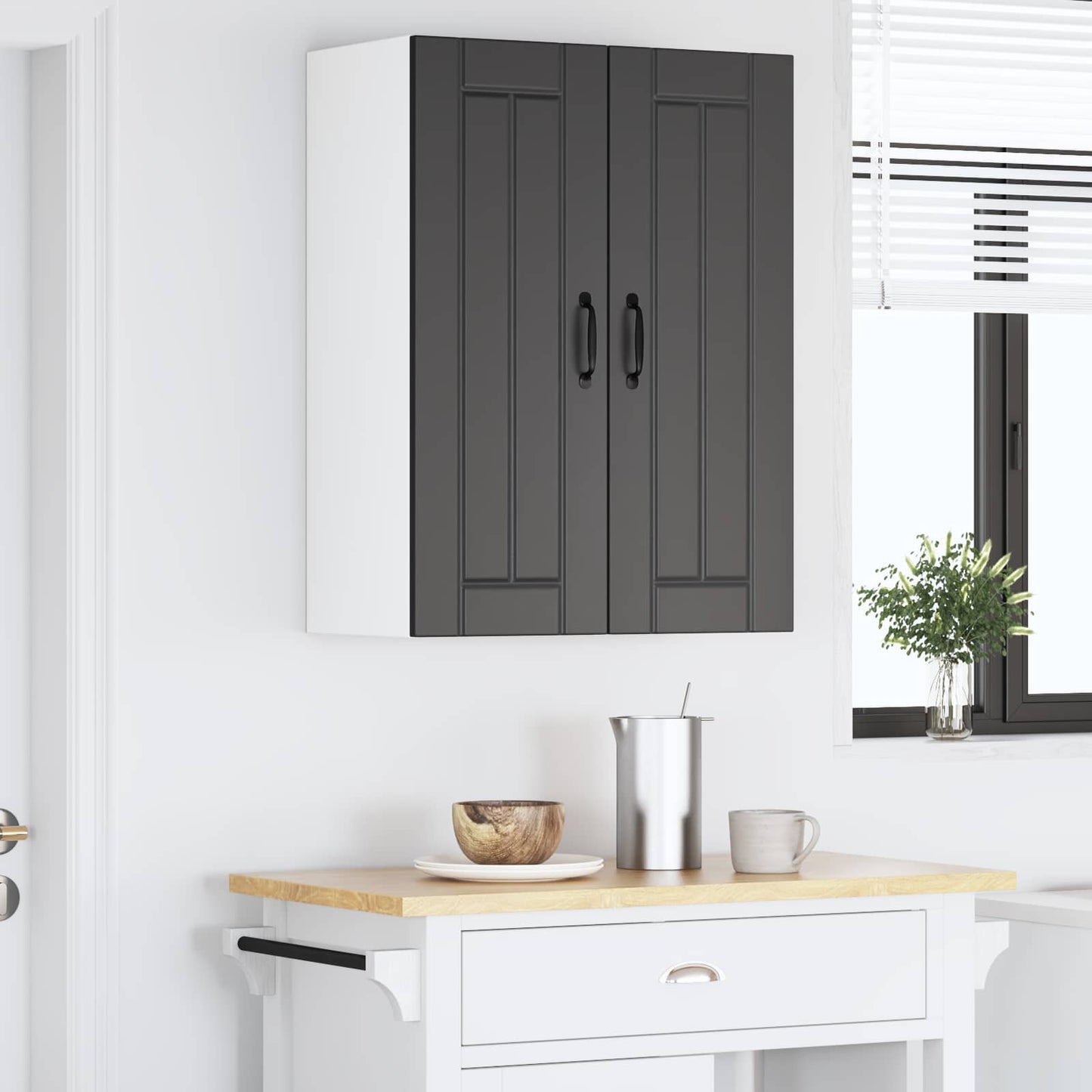 Fali Szekrény LUCCA 2 pcs Fekete 30 x 31 x 80 cm Szerelt Fa