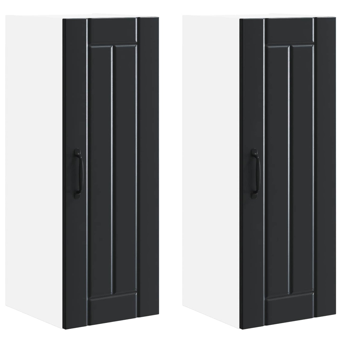 Fali Szekrény LUCCA 2 pcs Fekete 30 x 31 x 80 cm Szerelt Fa
