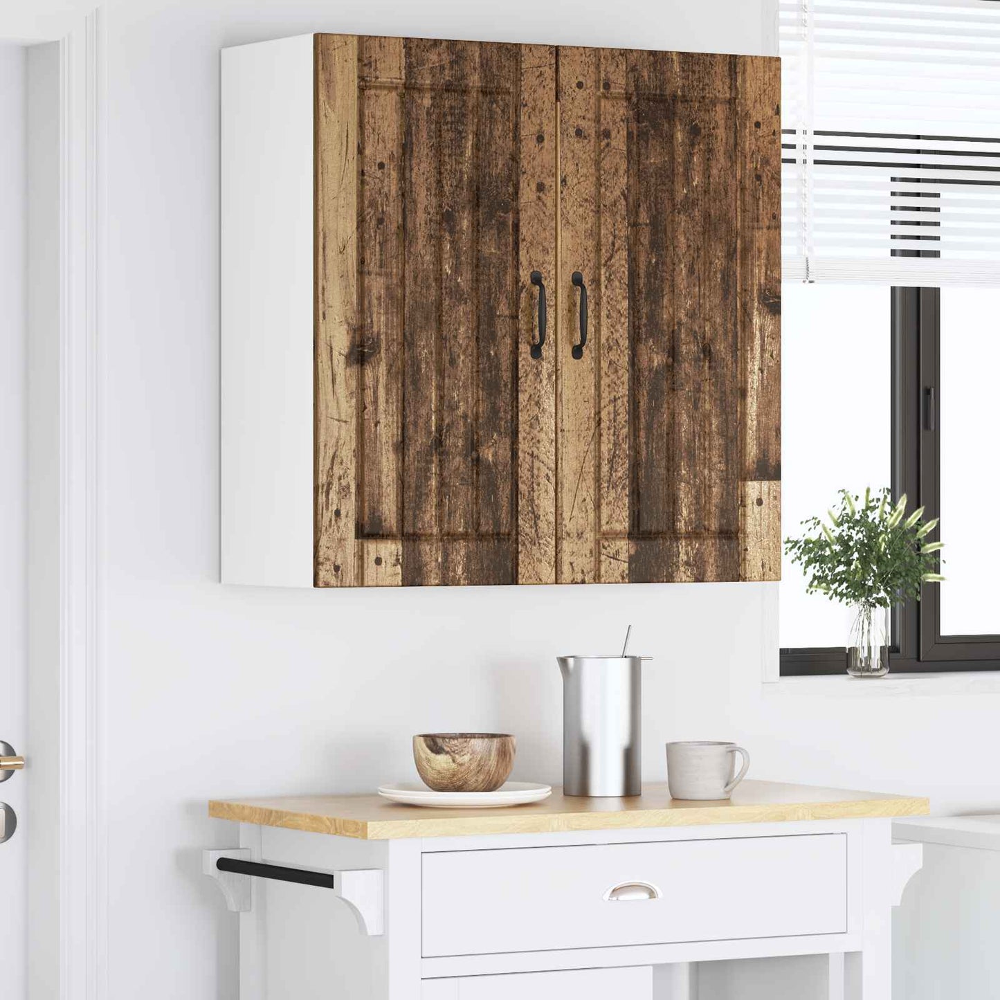 Fali Szekrény LUCCA Antik Fa 80 x 31 x 80 cm Szerelt Fa