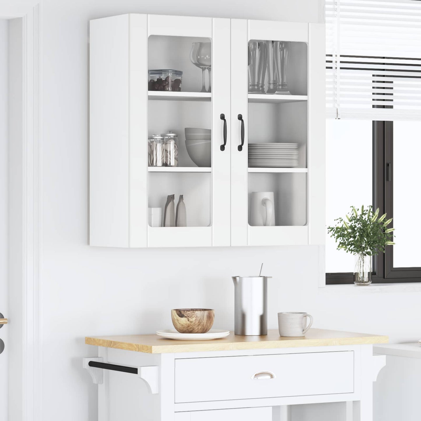 Fali üveges szekrény LUCCA Fehér 80 x 31 x 80 cm Szerelt Fa