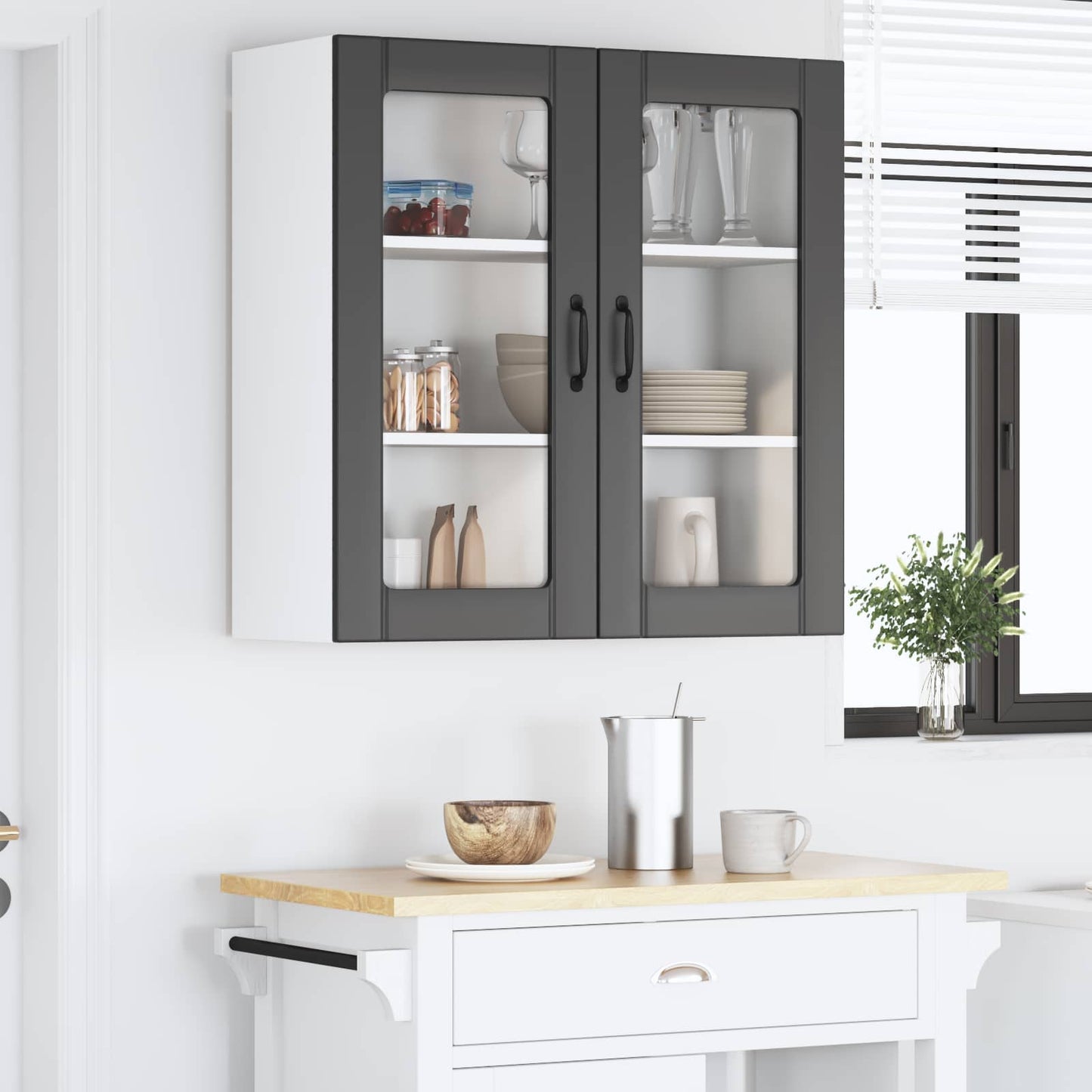 Fali üveges szekrény LUCCA Fekete 80 x 31 x 80 cm Szerelt Fa