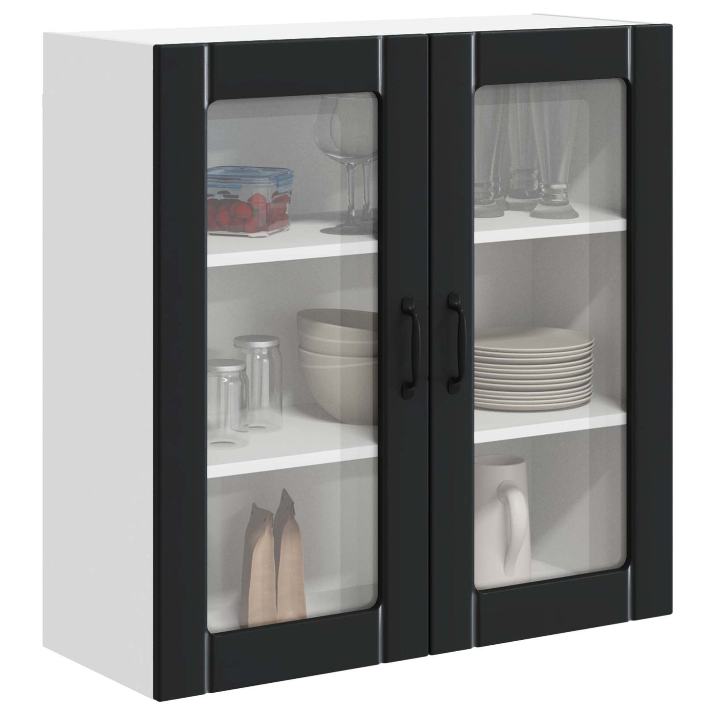 Fali üveges szekrény LUCCA Fekete 80 x 31 x 80 cm Szerelt Fa