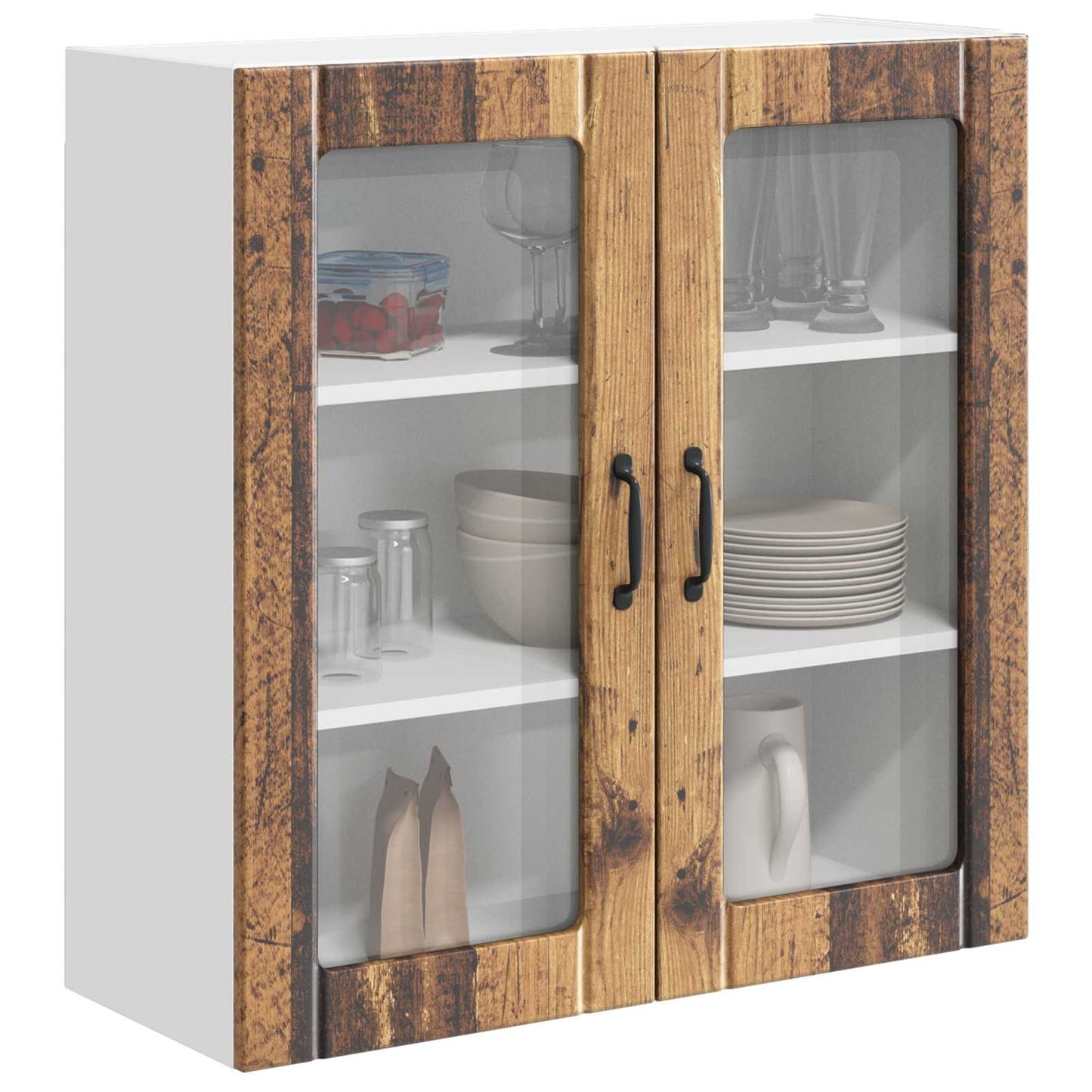 Fali üveges szekrény LUCCA Antik Fa 80 x 31 x 80 cm Szerelt Fa