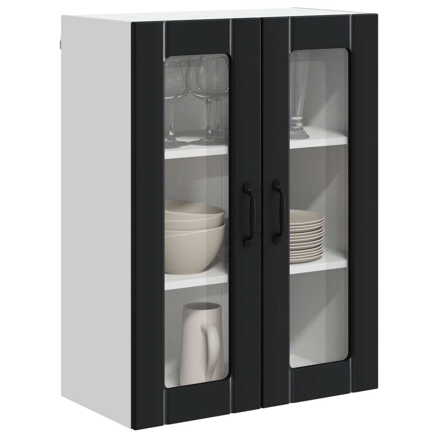 Fali üveges szekrény LUCCA Fekete 60 x 31 x 80 cm Szerelt Fa