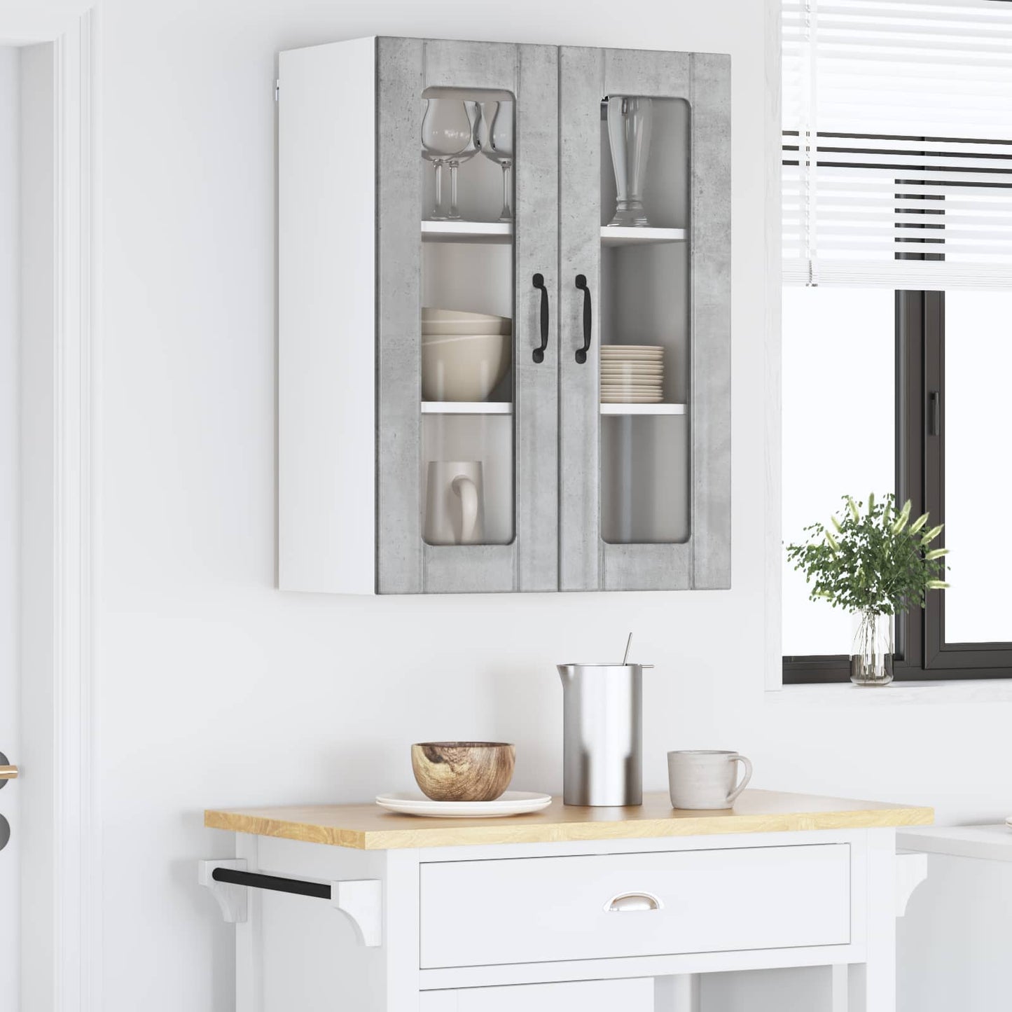 Fali üveges szekrény LUCCA Betonszürke 60 x 31 x 80 cm