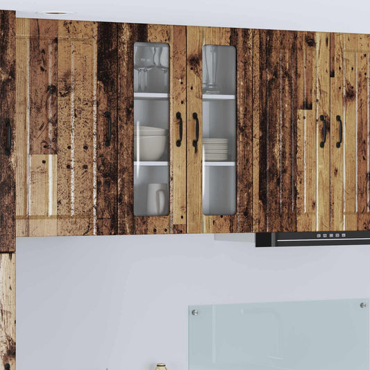 Fali üveges szekrény LUCCA Antik Fa 60 x 31 x 80 cm Szerelt Fa