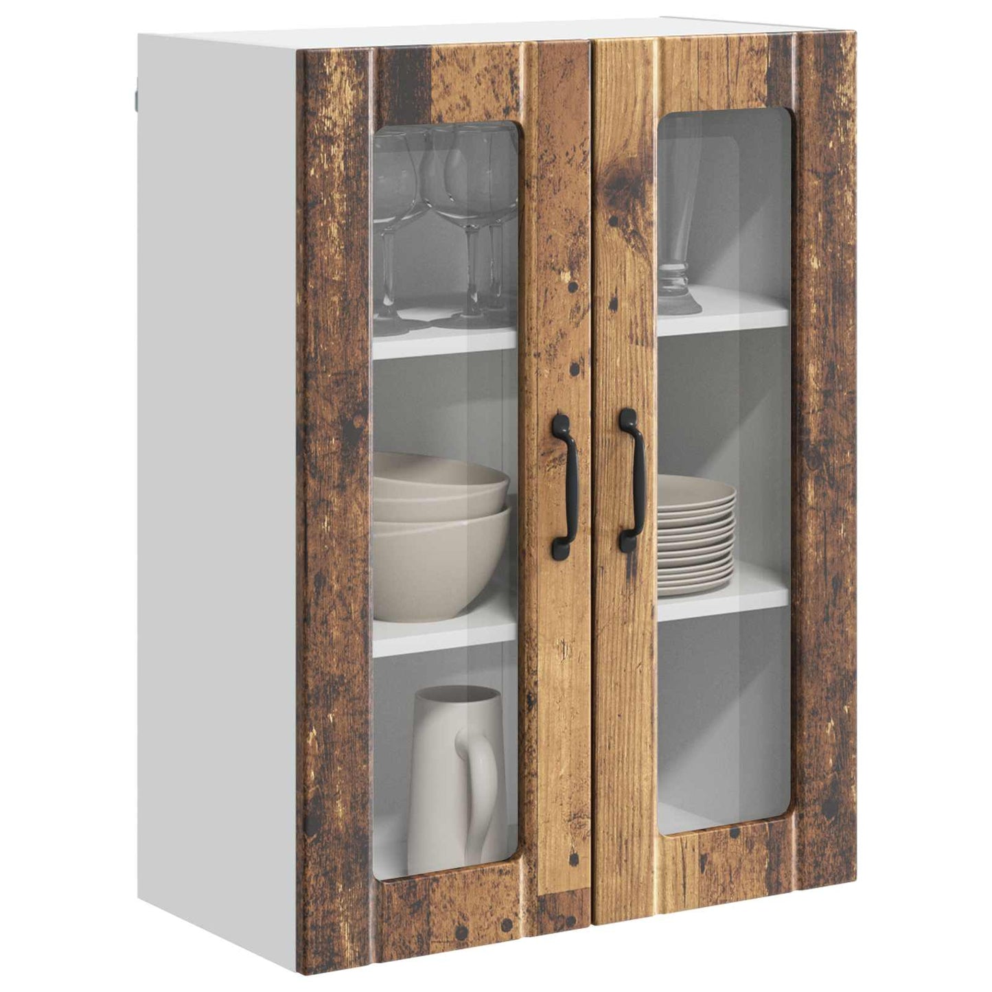 Fali üveges szekrény LUCCA Antik Fa 60 x 31 x 80 cm Szerelt Fa