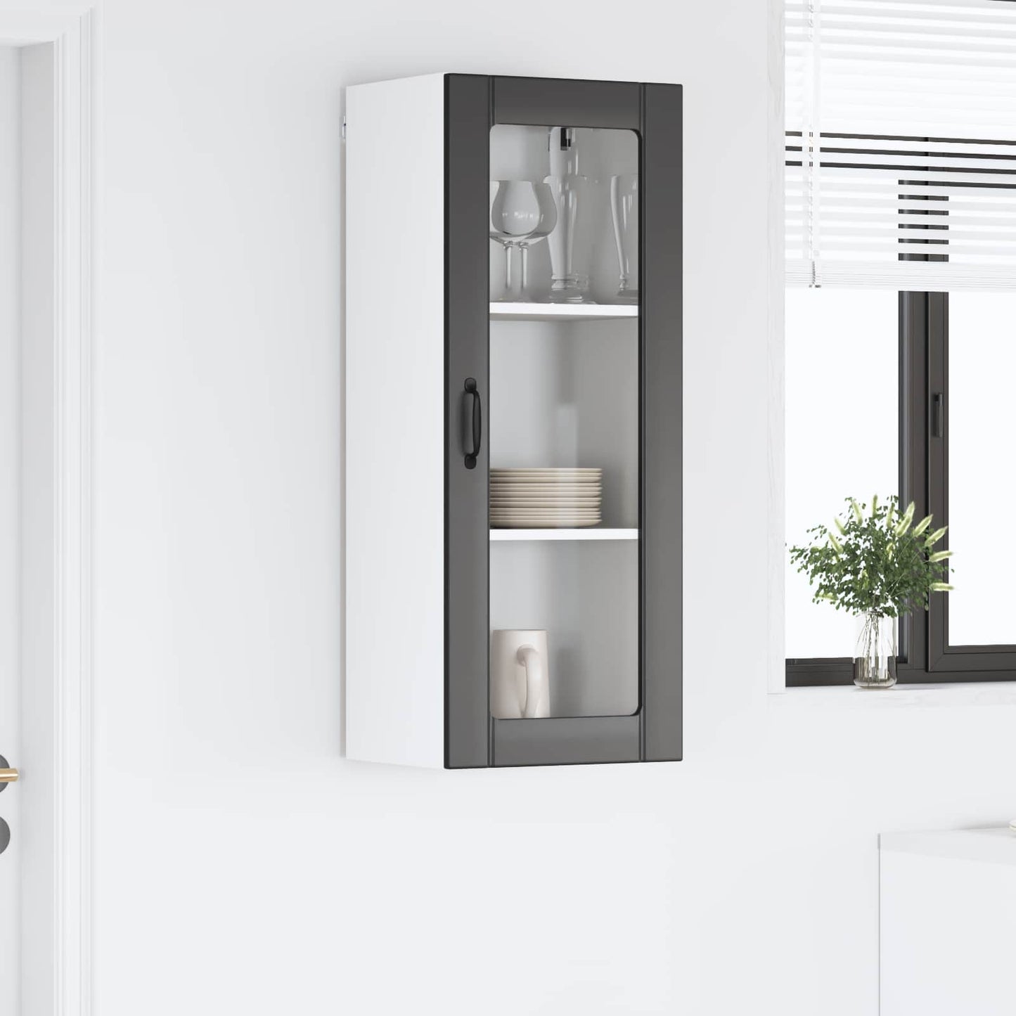 Fali üveges szekrény LUCCA Fekete 40 x 31 x 100 cm Szerelt Fa
