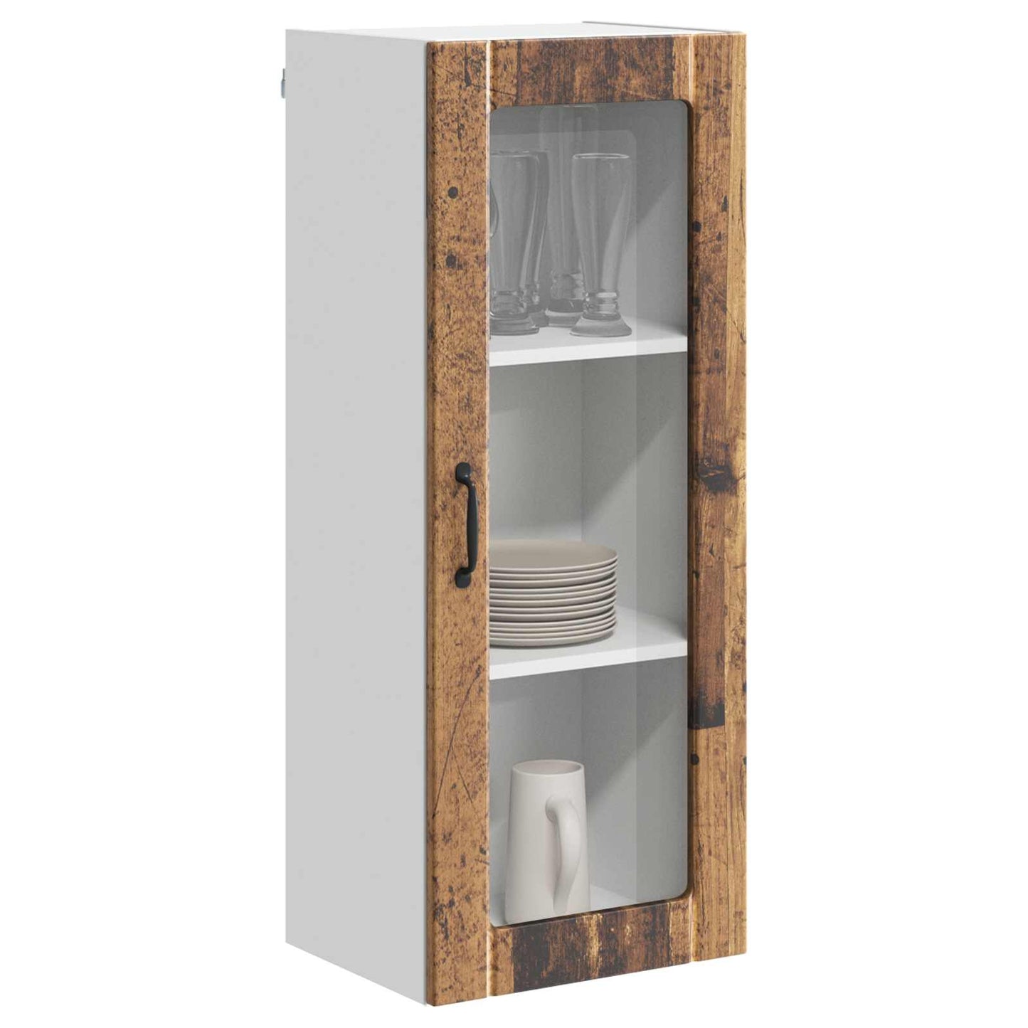 Fali üveges szekrény LUCCA Antik Fa 40 x 31 x 100 cm Szerelt Fa