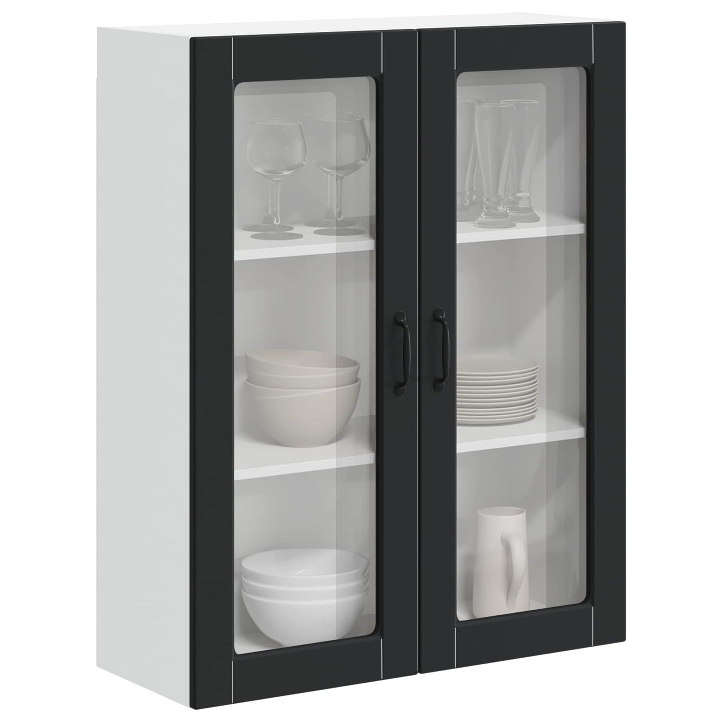 Fali üveges szekrény LUCCA Fekete 80 x 31 x 100 cm Szerelt Fa