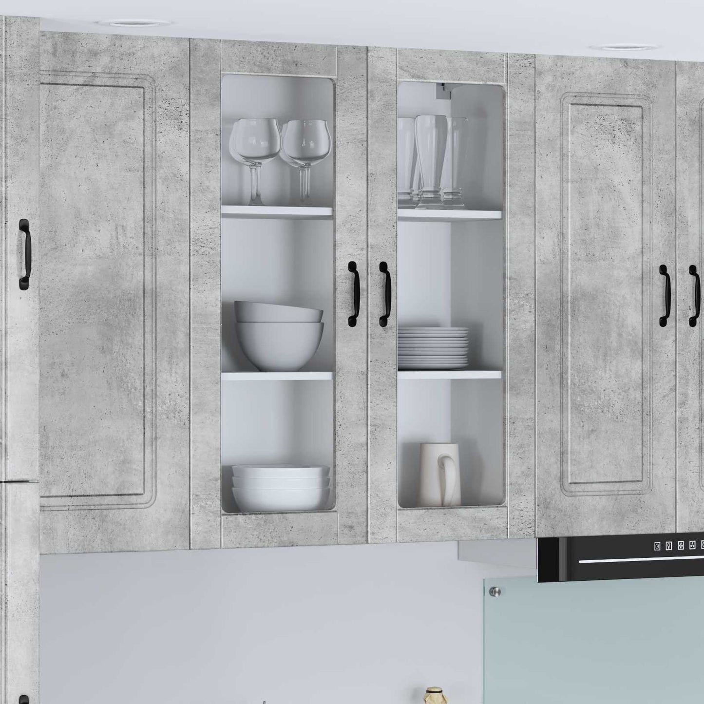 Fali üveges szekrény LUCCA Betonszürke 80 x 31 x 100 cm