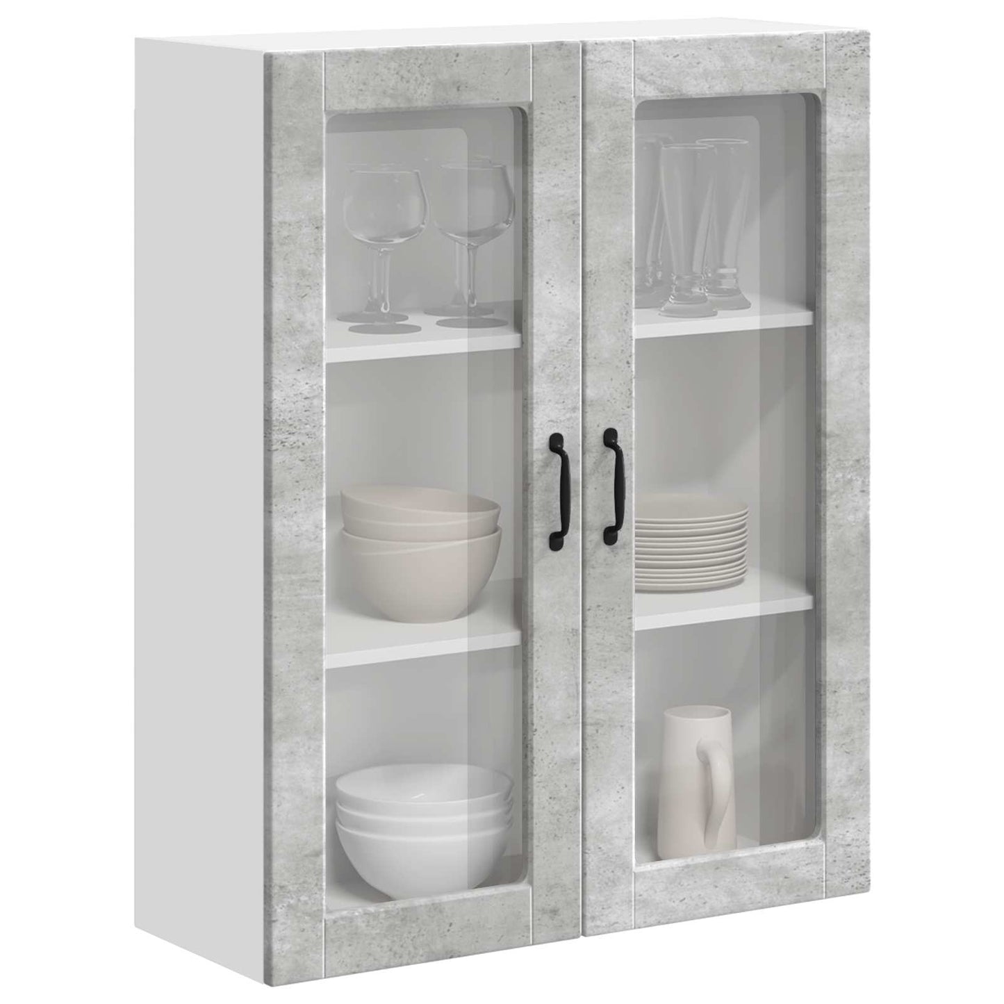 Fali üveges szekrény LUCCA Betonszürke 80 x 31 x 100 cm