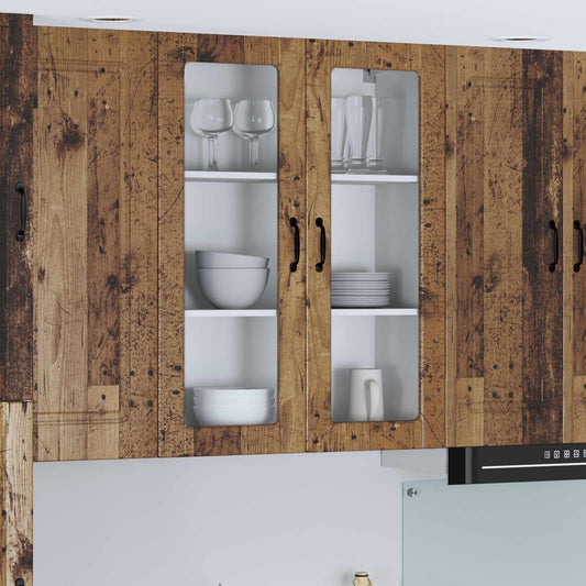 Fali üveges szekrény LUCCA Antik Fa 80 x 31 x 100 cm Szerelt Fa