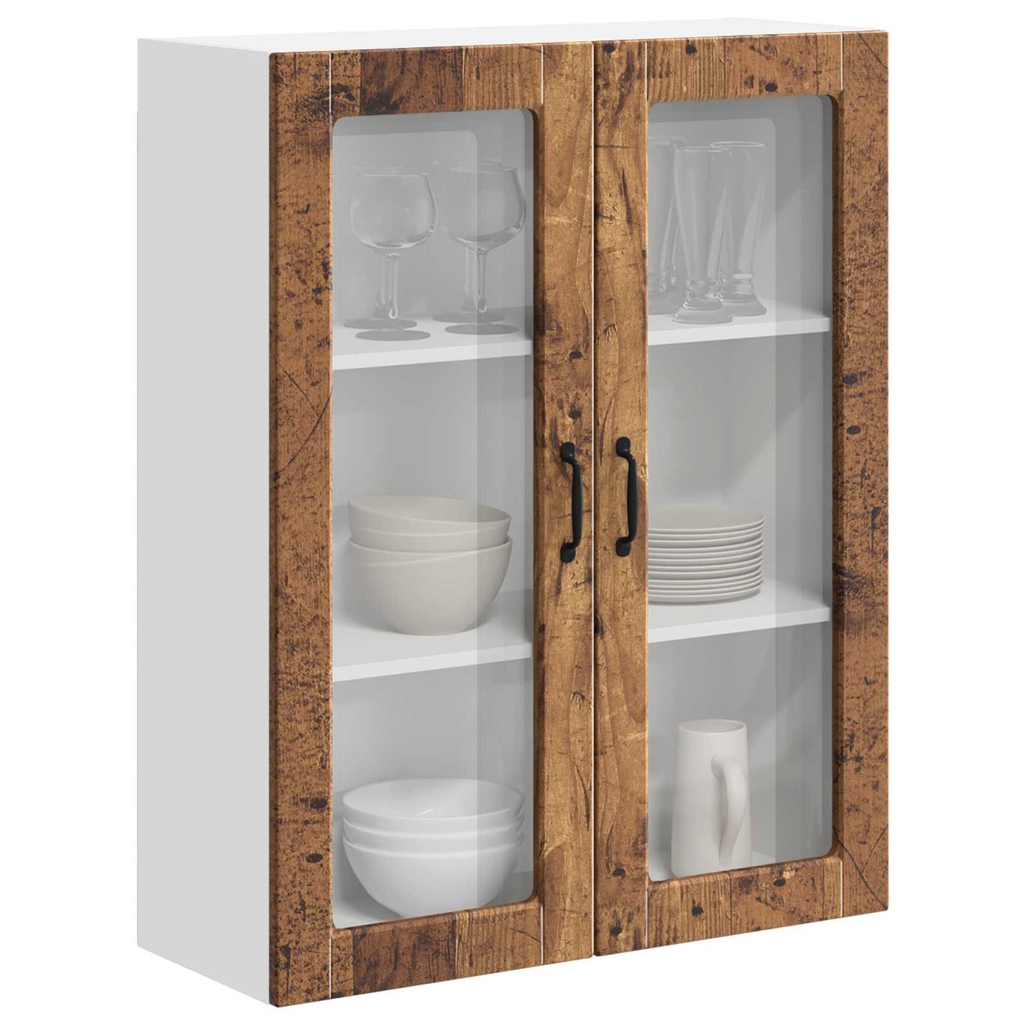 Fali üveges szekrény LUCCA Antik Fa 80 x 31 x 100 cm Szerelt Fa
