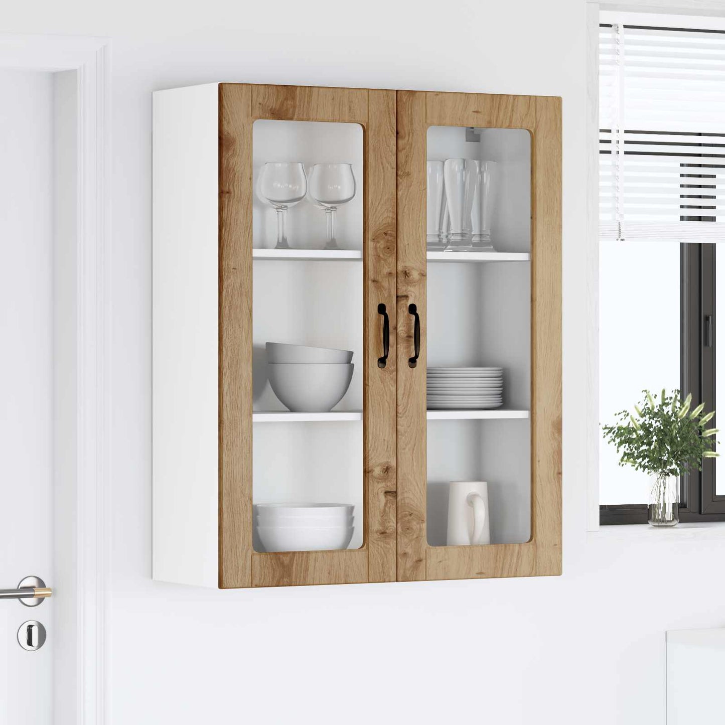 Fali üveges szekrény LUCCA Kézműves Tölgy 80 x 31 x 100 cm