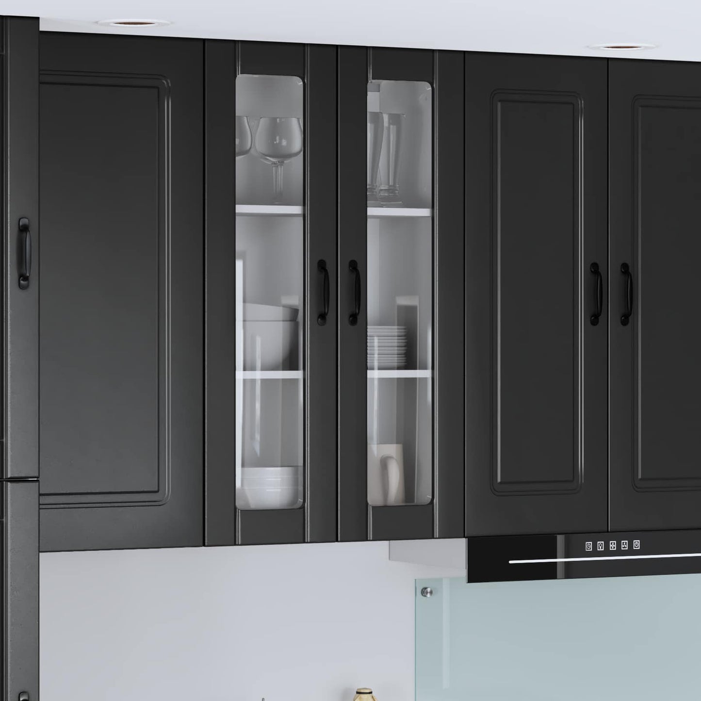 Fali üveges szekrény LUCCA Fekete 60 x 31 x 100 cm Szerelt Fa