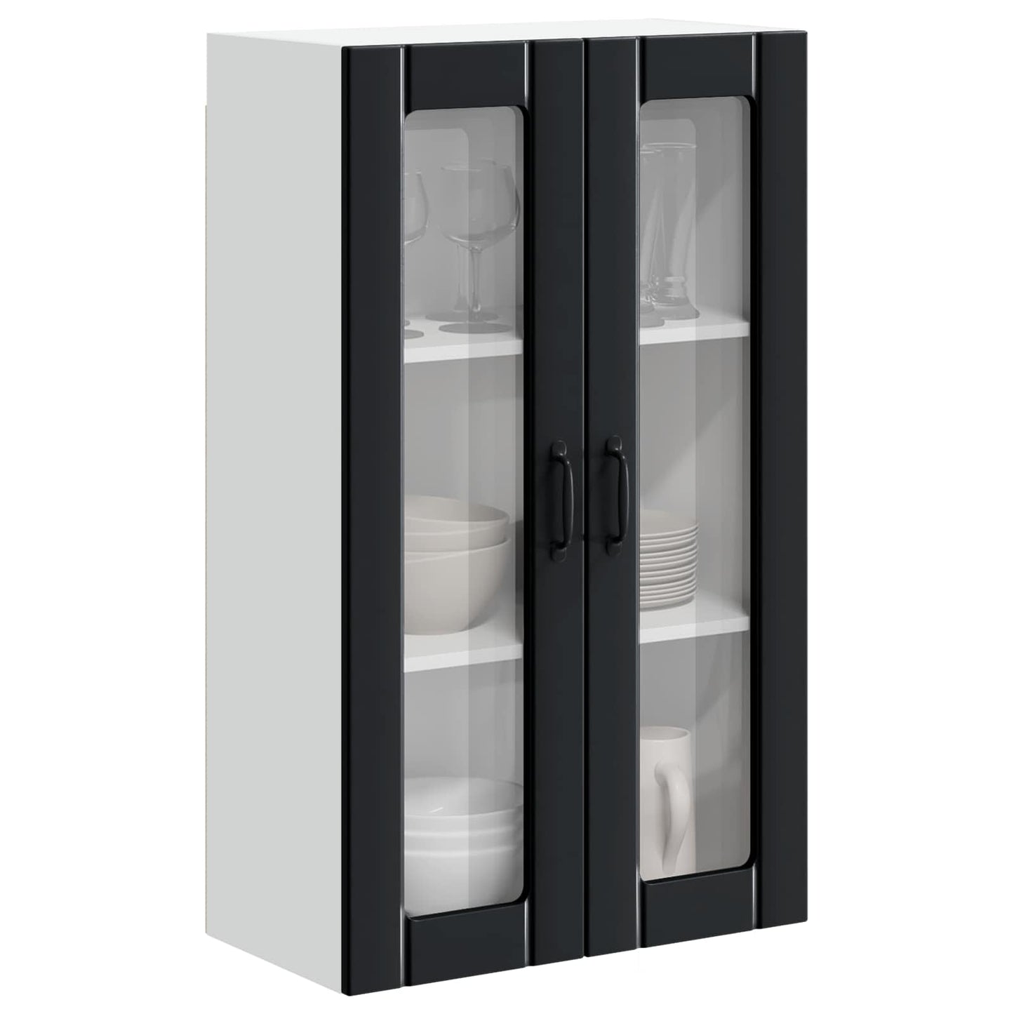 Fali üveges szekrény LUCCA Fekete 60 x 31 x 100 cm Szerelt Fa